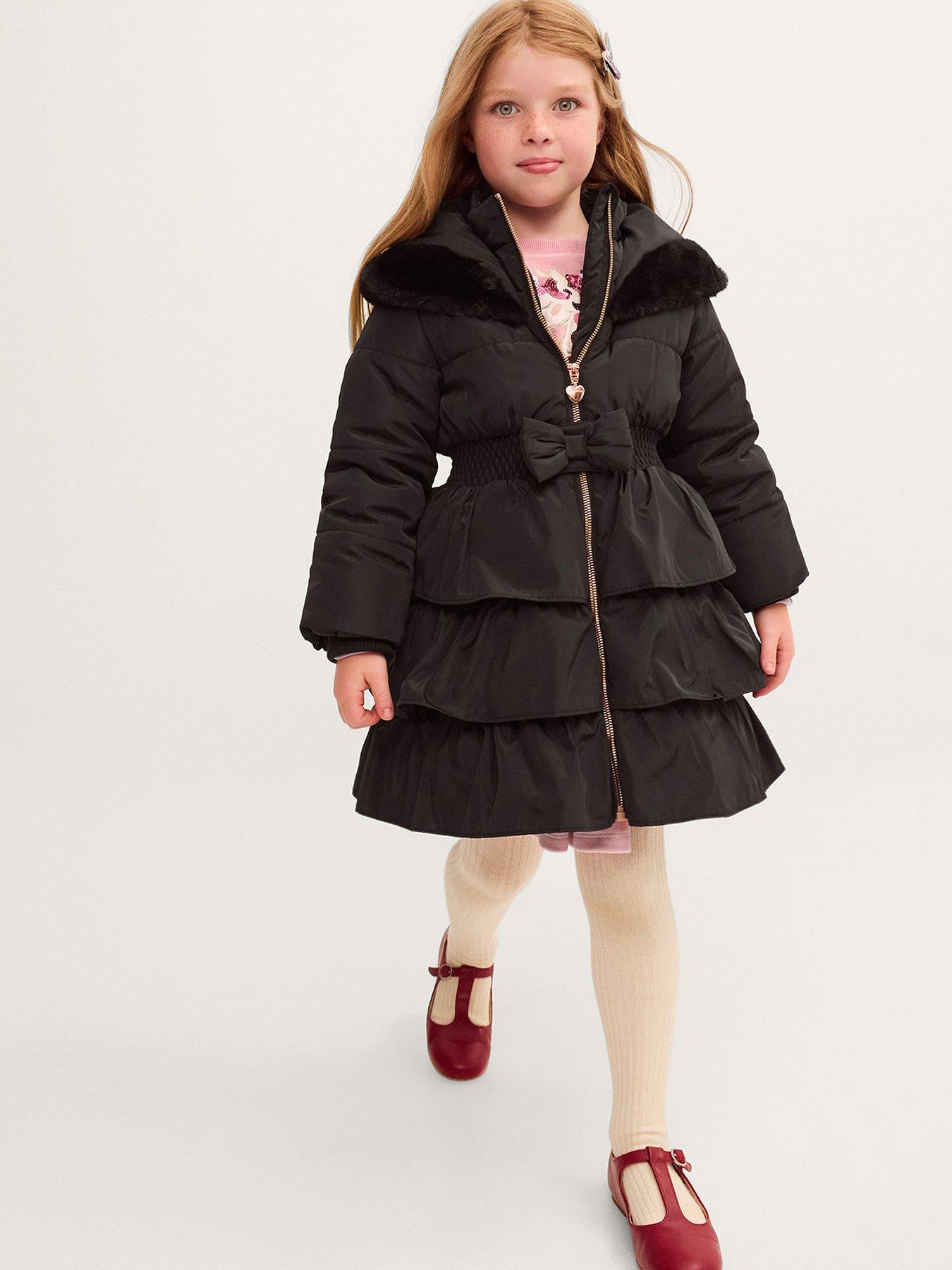 Image 1 of 4 of Monsoon Girls Padded Taylor Tiered Coat - Black