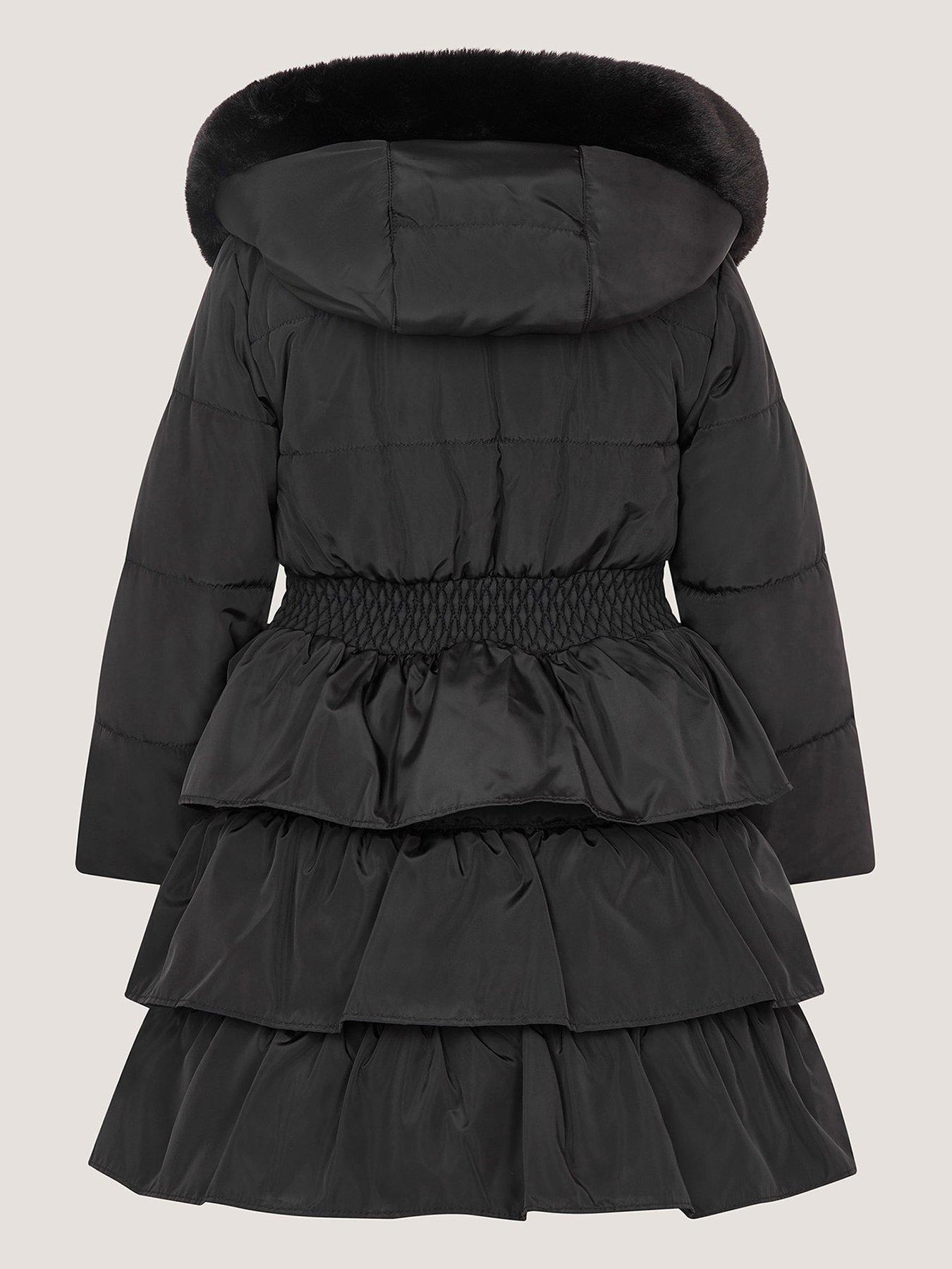 Image 3 of 4 of Monsoon Girls Padded Taylor Tiered Coat - Black