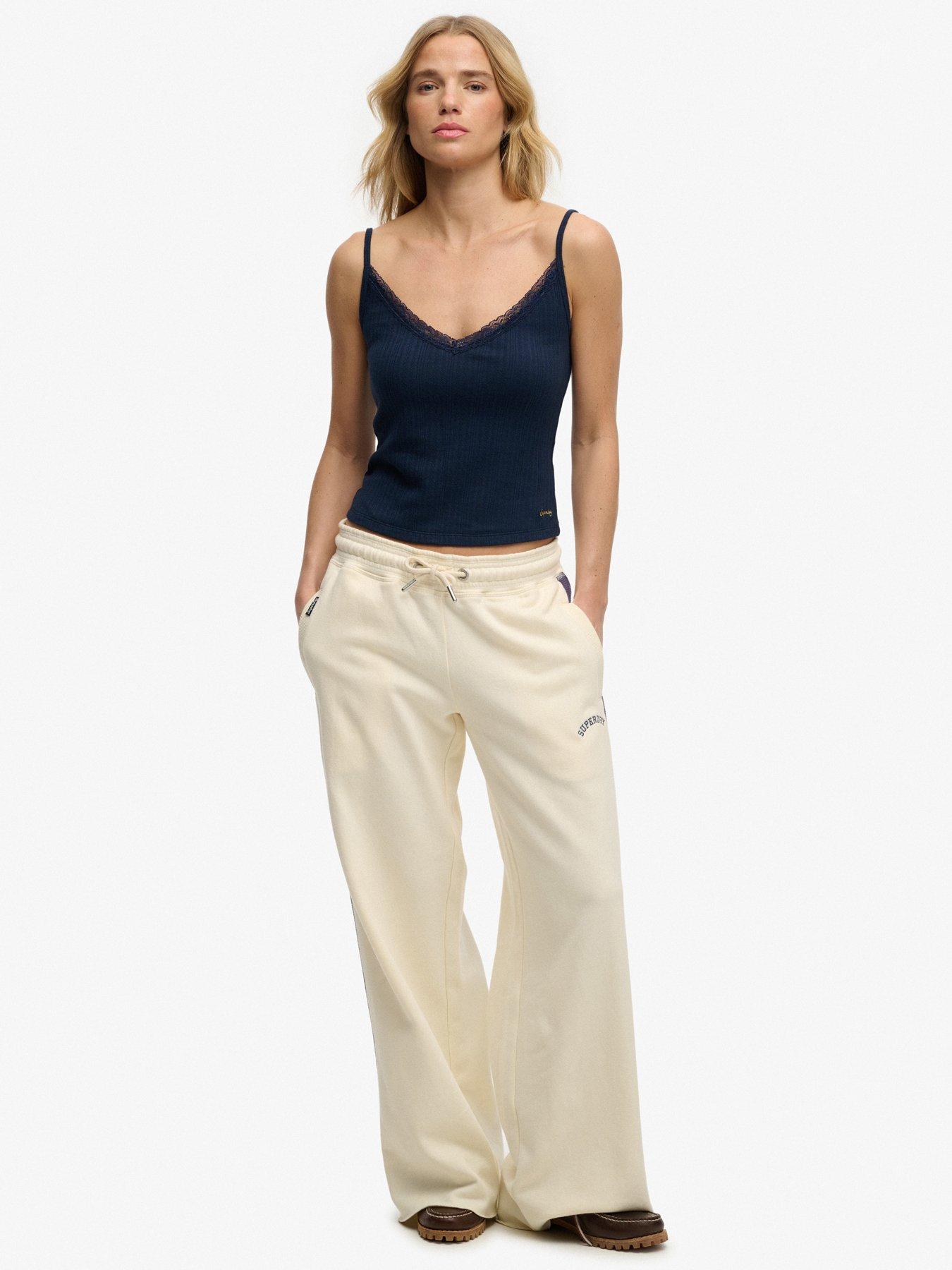 Image 3 of 6 of Superdry Athletic Essentials V Neck Pointelle Cami Top - Navy