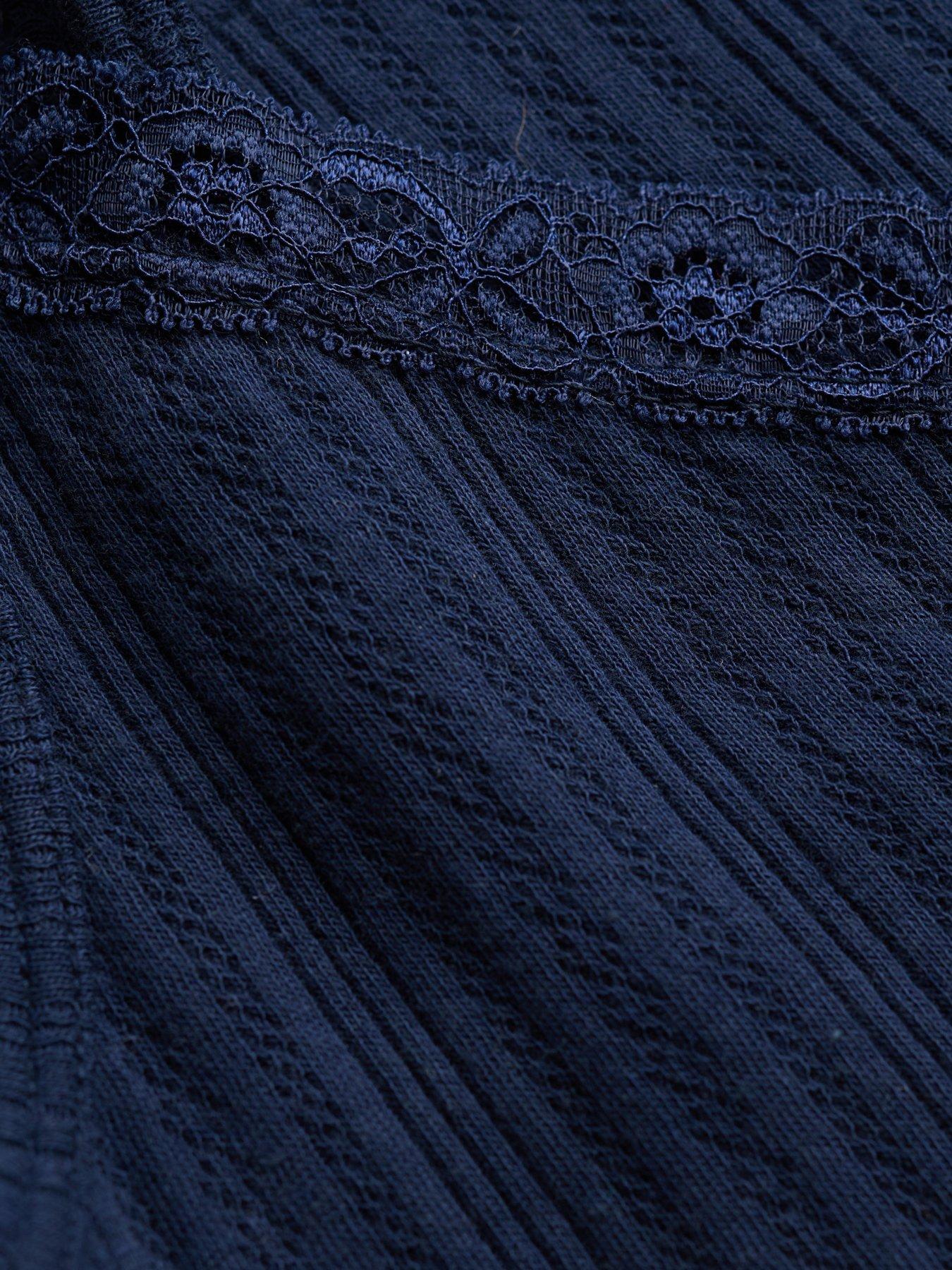 Image 6 of 6 of Superdry Athletic Essentials V Neck Pointelle Cami Top - Navy