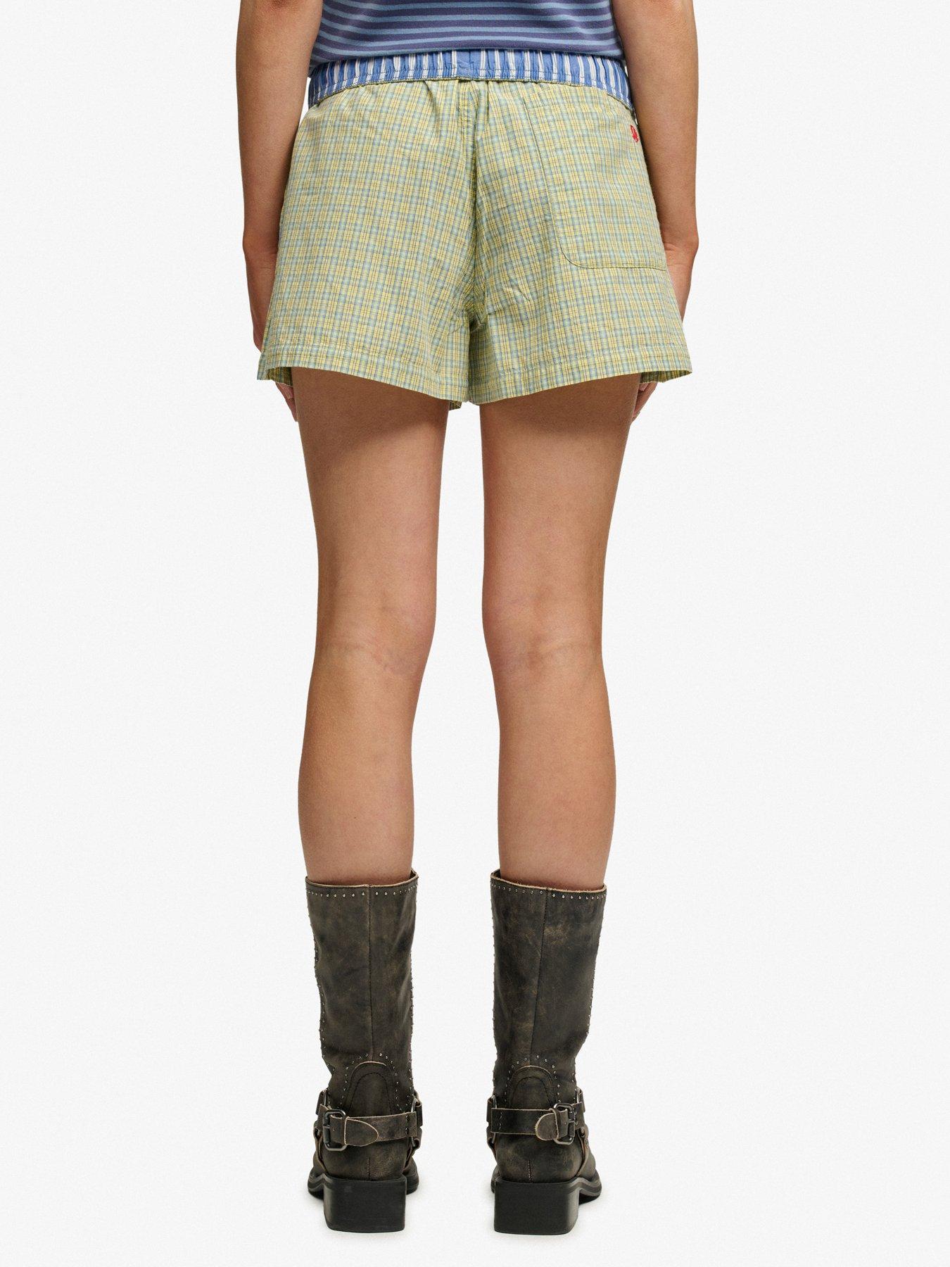 Image 2 of 7 of Superdry Mini Check Cotton Shorts - Yellow