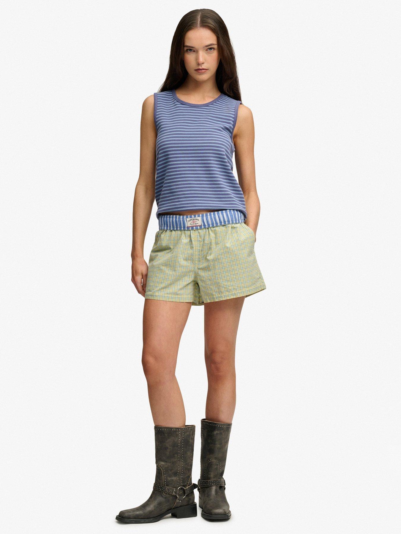 Image 3 of 7 of Superdry Mini Check Cotton Shorts - Yellow