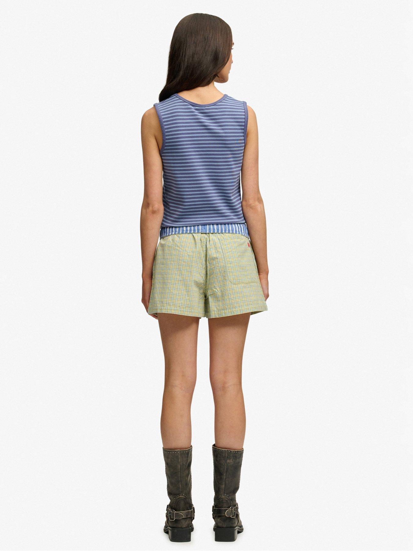 Image 4 of 7 of Superdry Mini Check Cotton Shorts - Yellow
