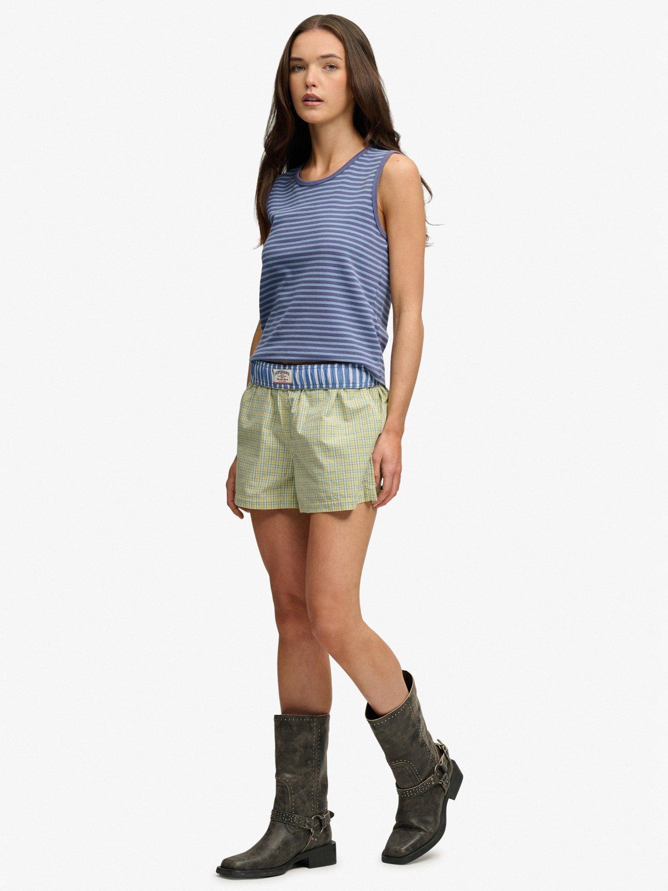 Image 5 of 7 of Superdry Mini Check Cotton Shorts - Yellow