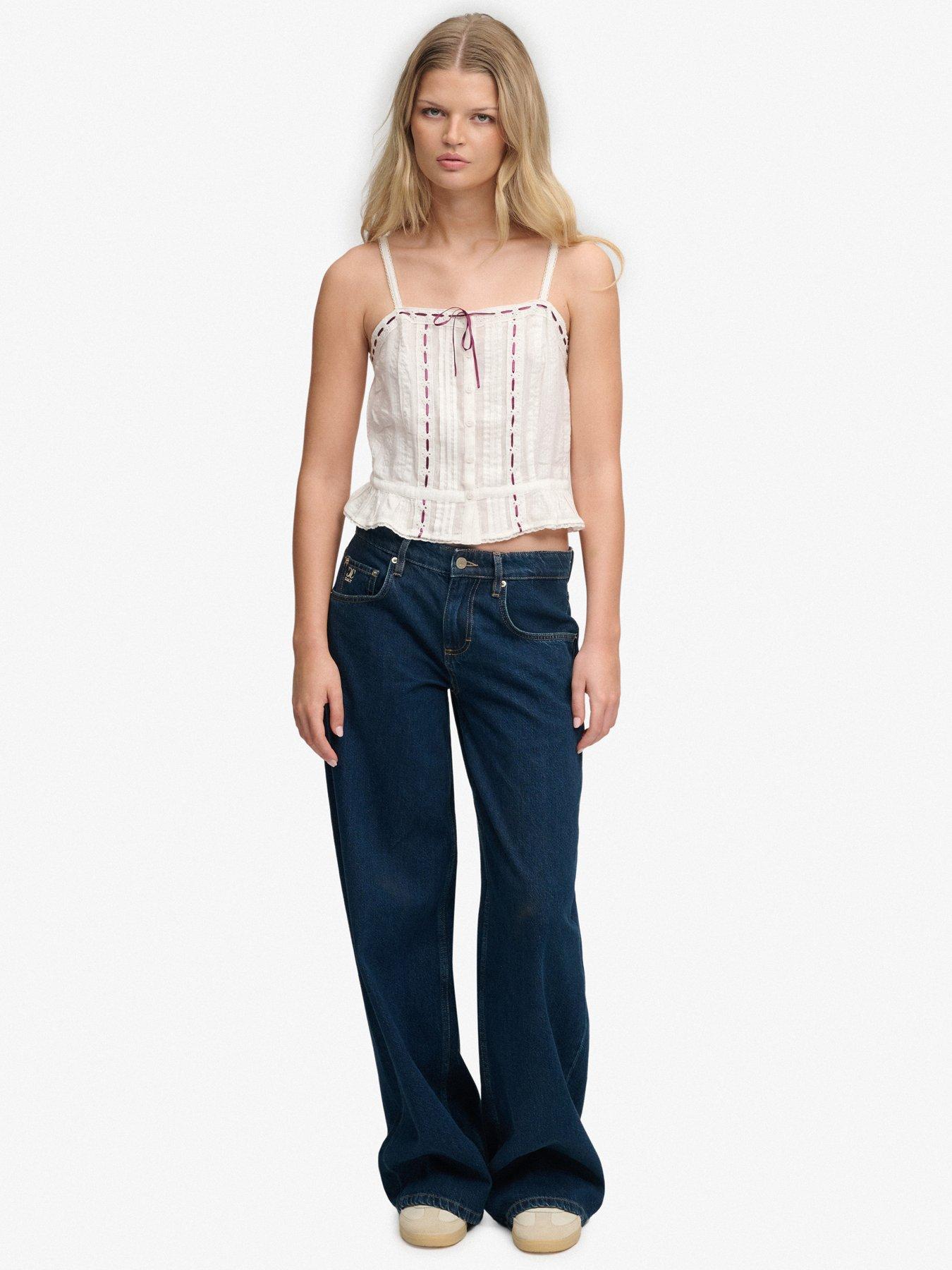 Image 3 of 6 of Superdry Lace Cami Top - White