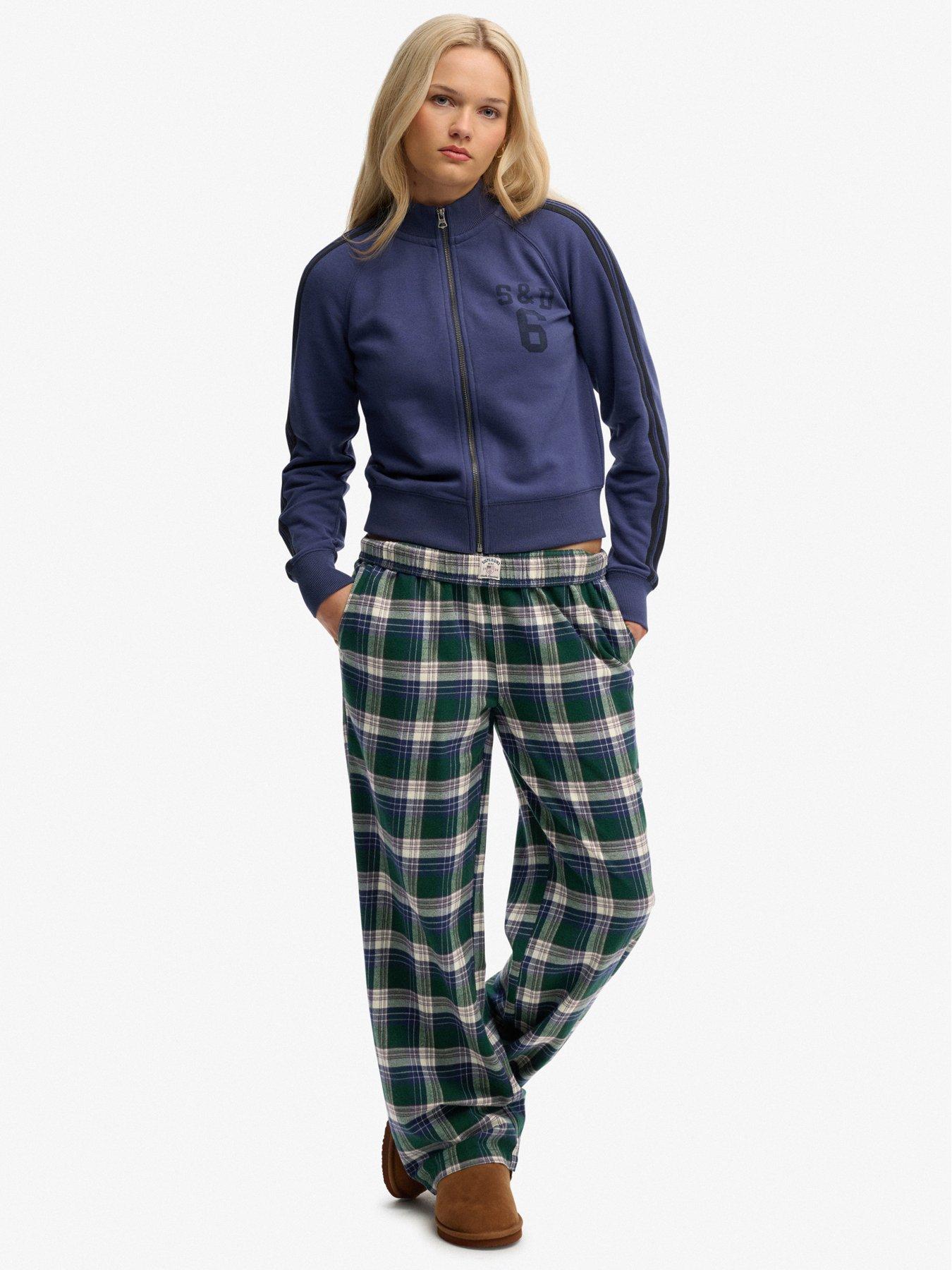 Image 3 of 7 of Superdry Cotton Check Elastic Trousers - Green