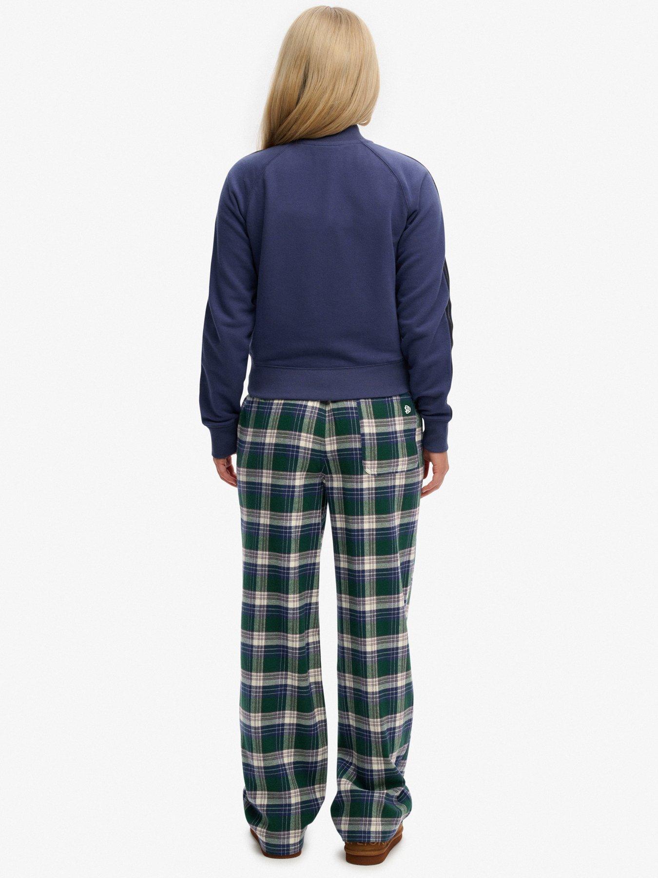 Image 4 of 7 of Superdry Cotton Check Elastic Trousers - Green