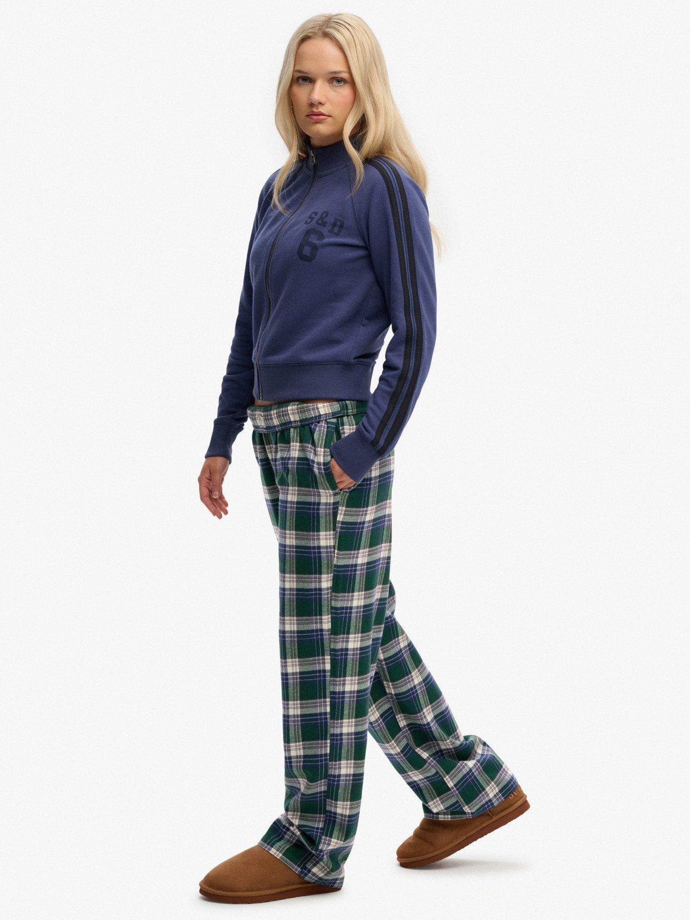 Image 5 of 7 of Superdry Cotton Check Elastic Trousers - Green