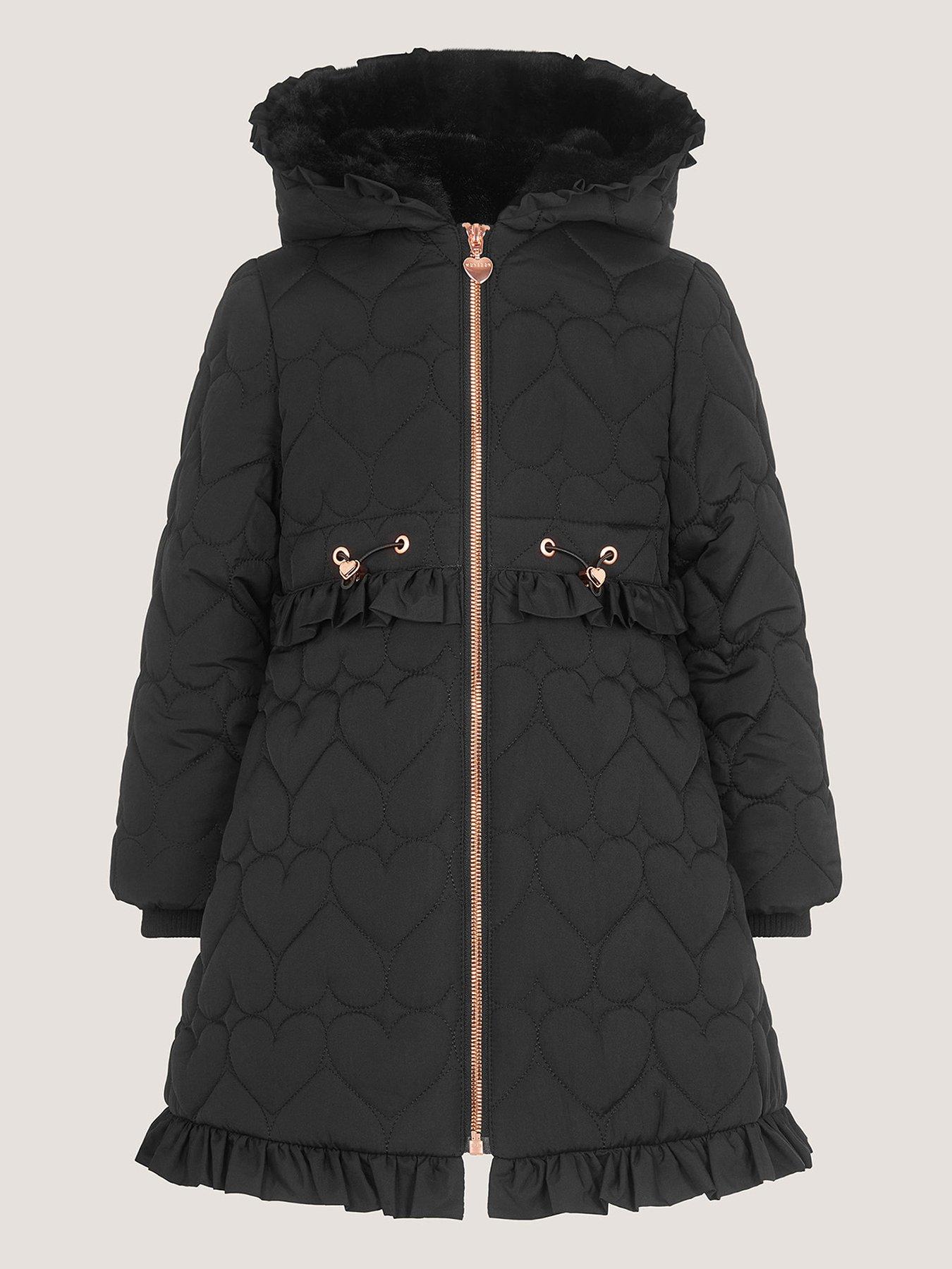 Image 2 of 4 of Monsoon Girls Padded Harriett Heart Coat - Black
