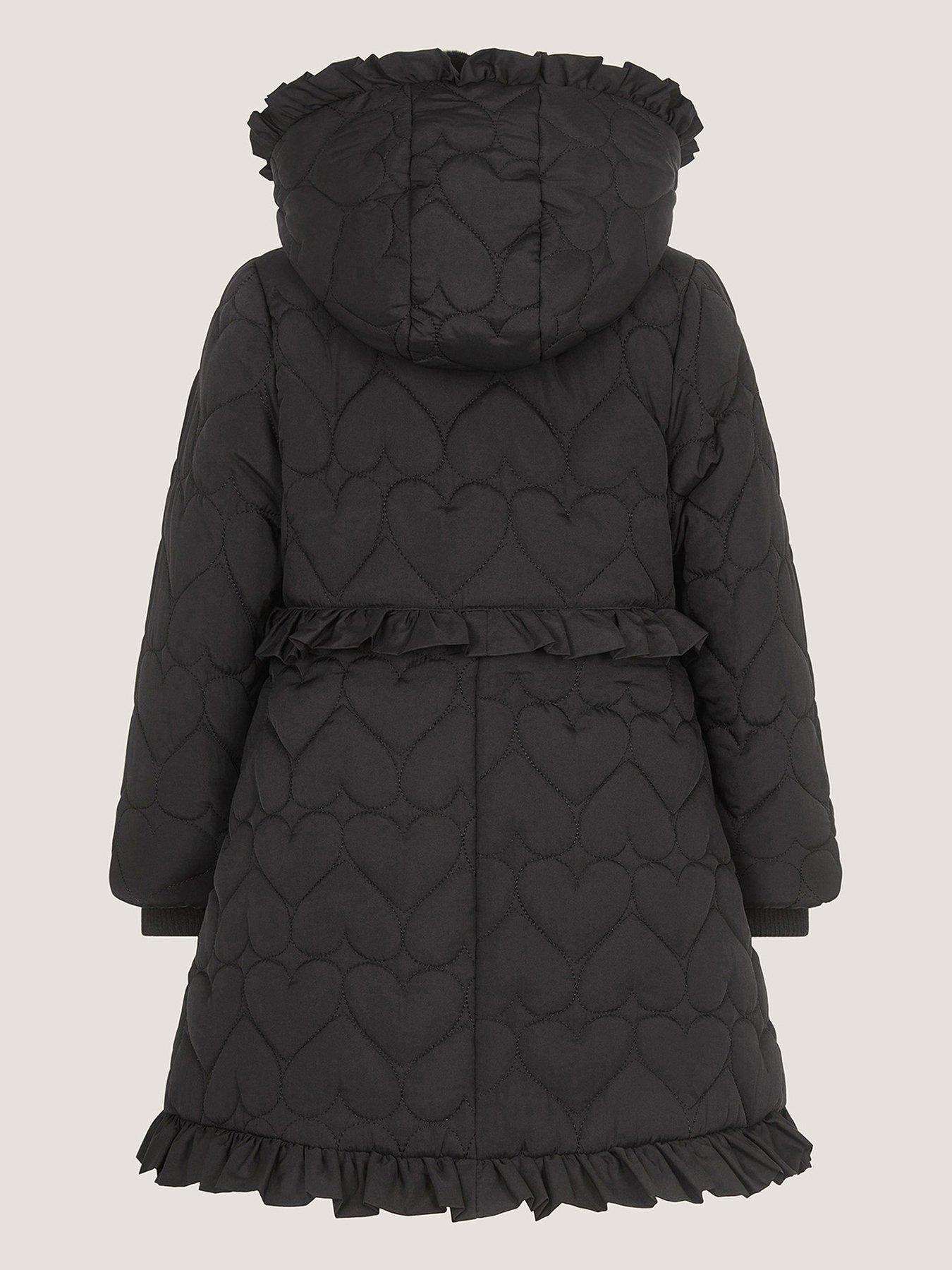 Image 3 of 4 of Monsoon Girls Padded Harriett Heart Coat - Black