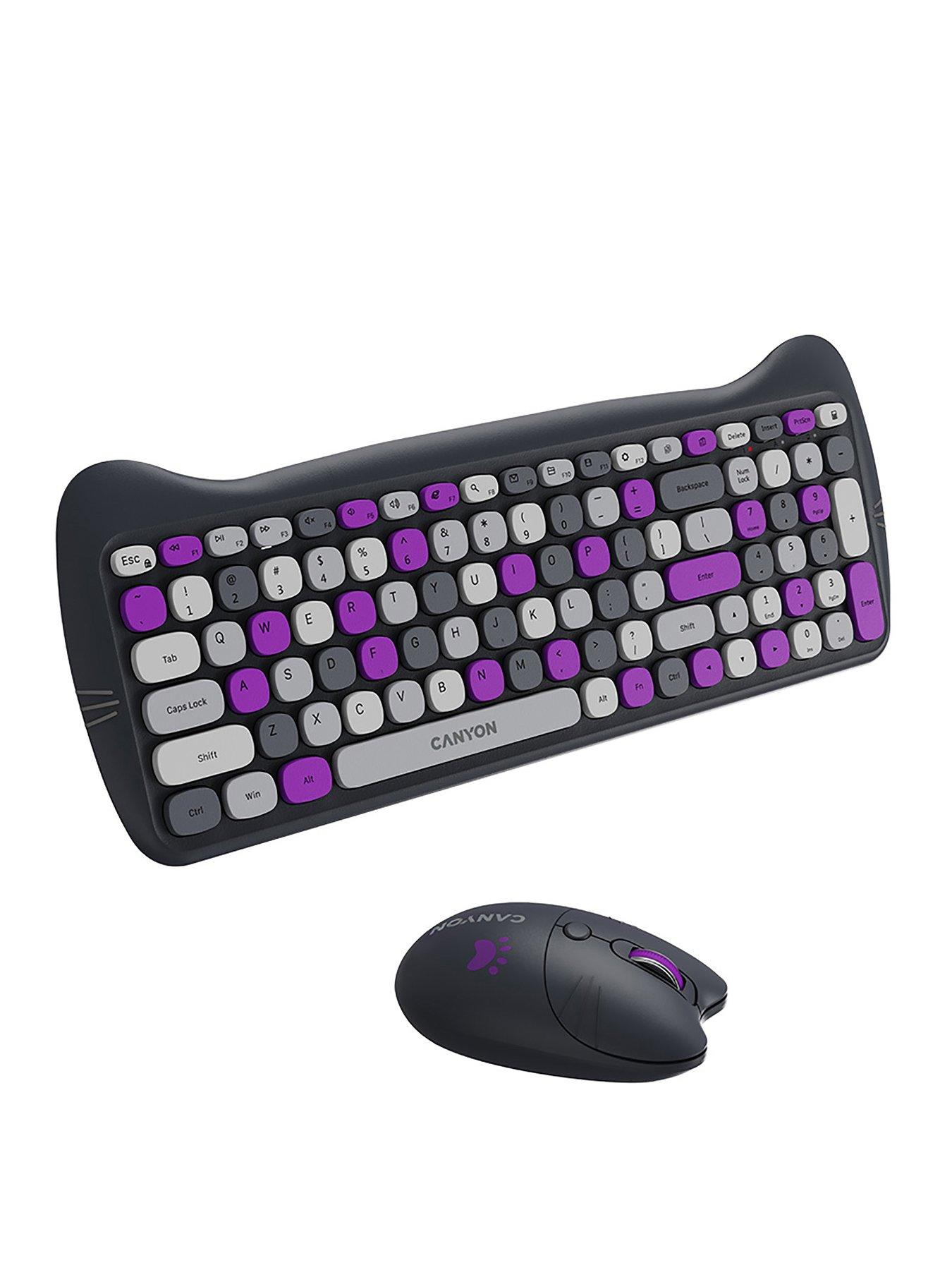 Canyon CANYON HSET-W6 Keyboard+Mouse Kitty Edition AAA+?? Wireless Violet
