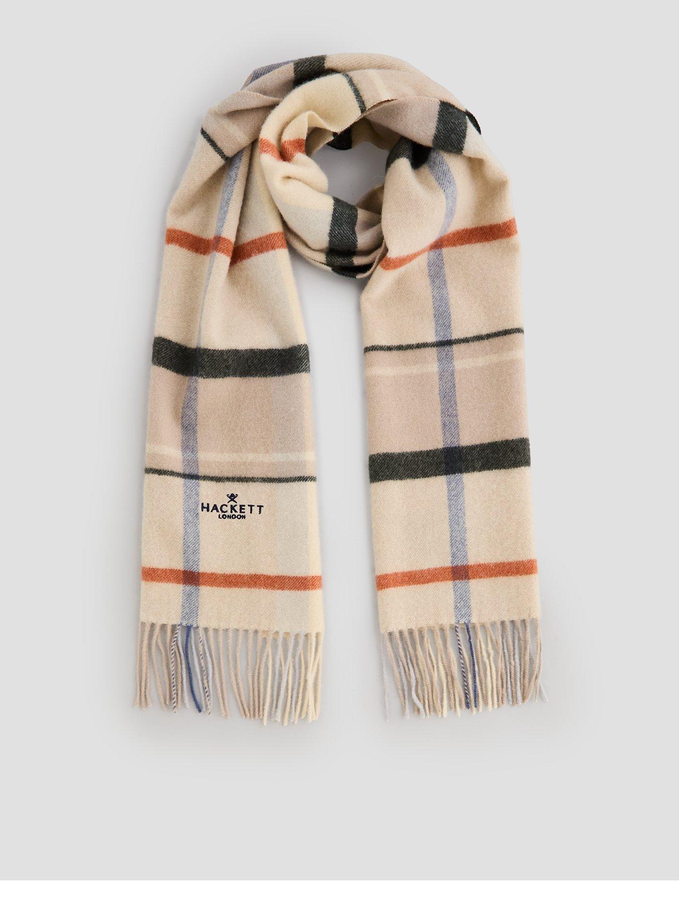 Image 1 of 4 of Hackett Mens London Check Soft-Touch Logo Scarf - Beige