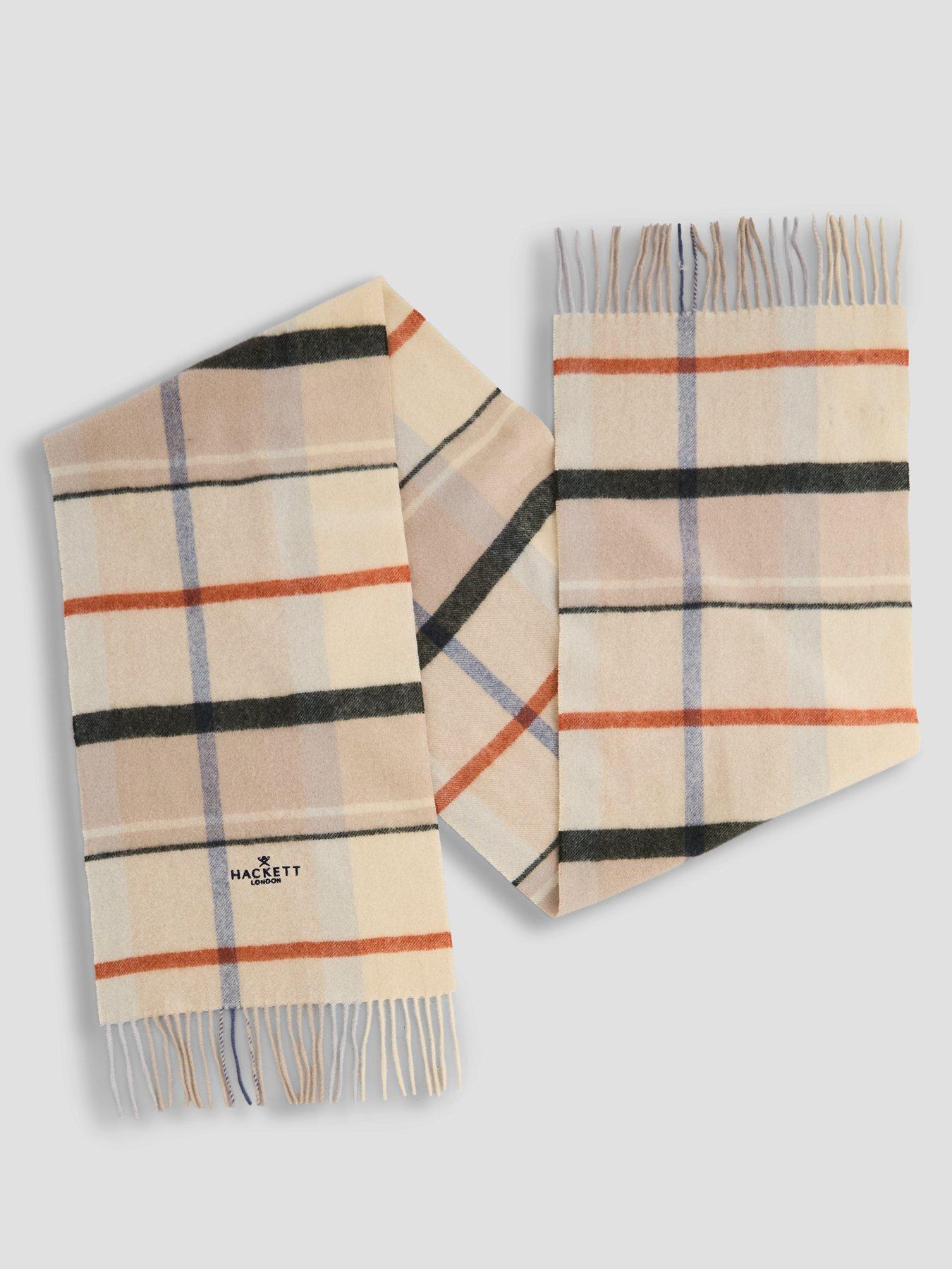 Image 2 of 4 of Hackett Mens London Check Soft-Touch Logo Scarf - Beige