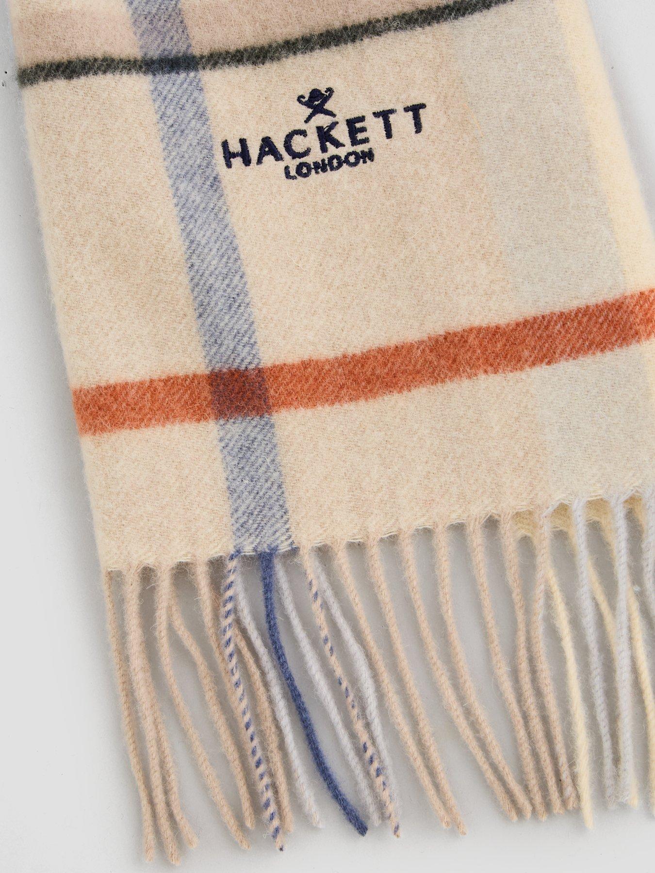 Image 3 of 4 of Hackett Mens London Check Soft-Touch Logo Scarf - Beige