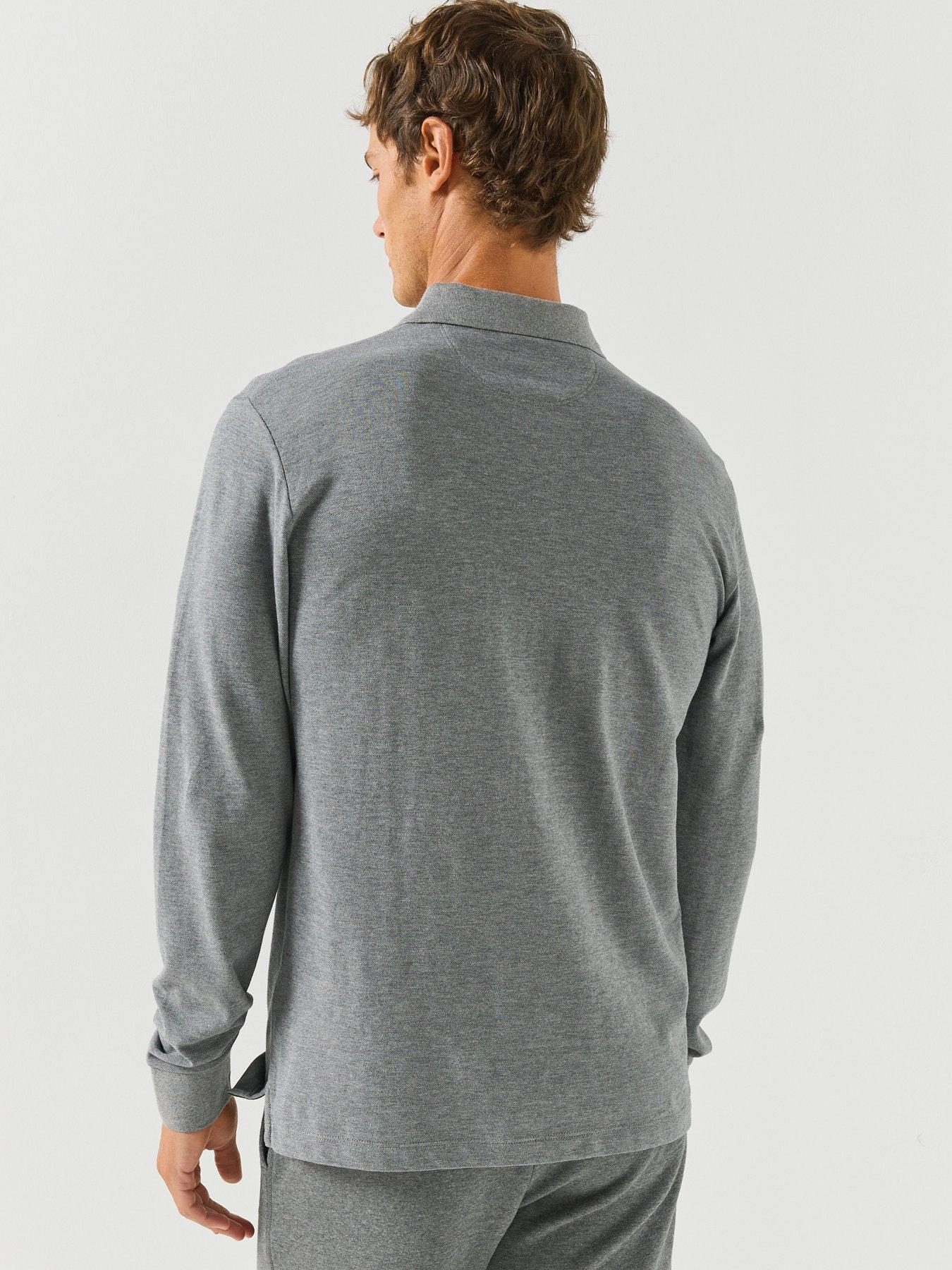 Image 2 of 5 of Hackett Heritage Small Logo Long Sleeve Polo Shirt - Grey