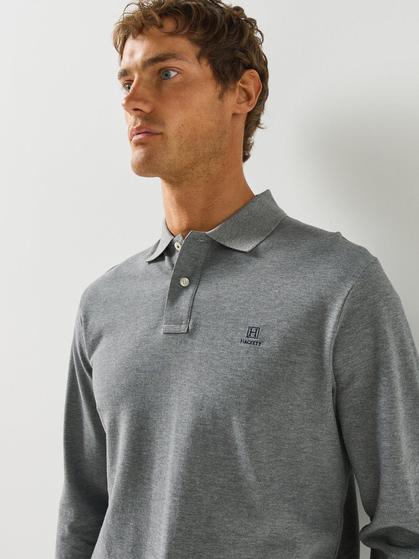 Image 4 of 5 of Hackett Heritage Small Logo Long Sleeve Polo Shirt - Grey