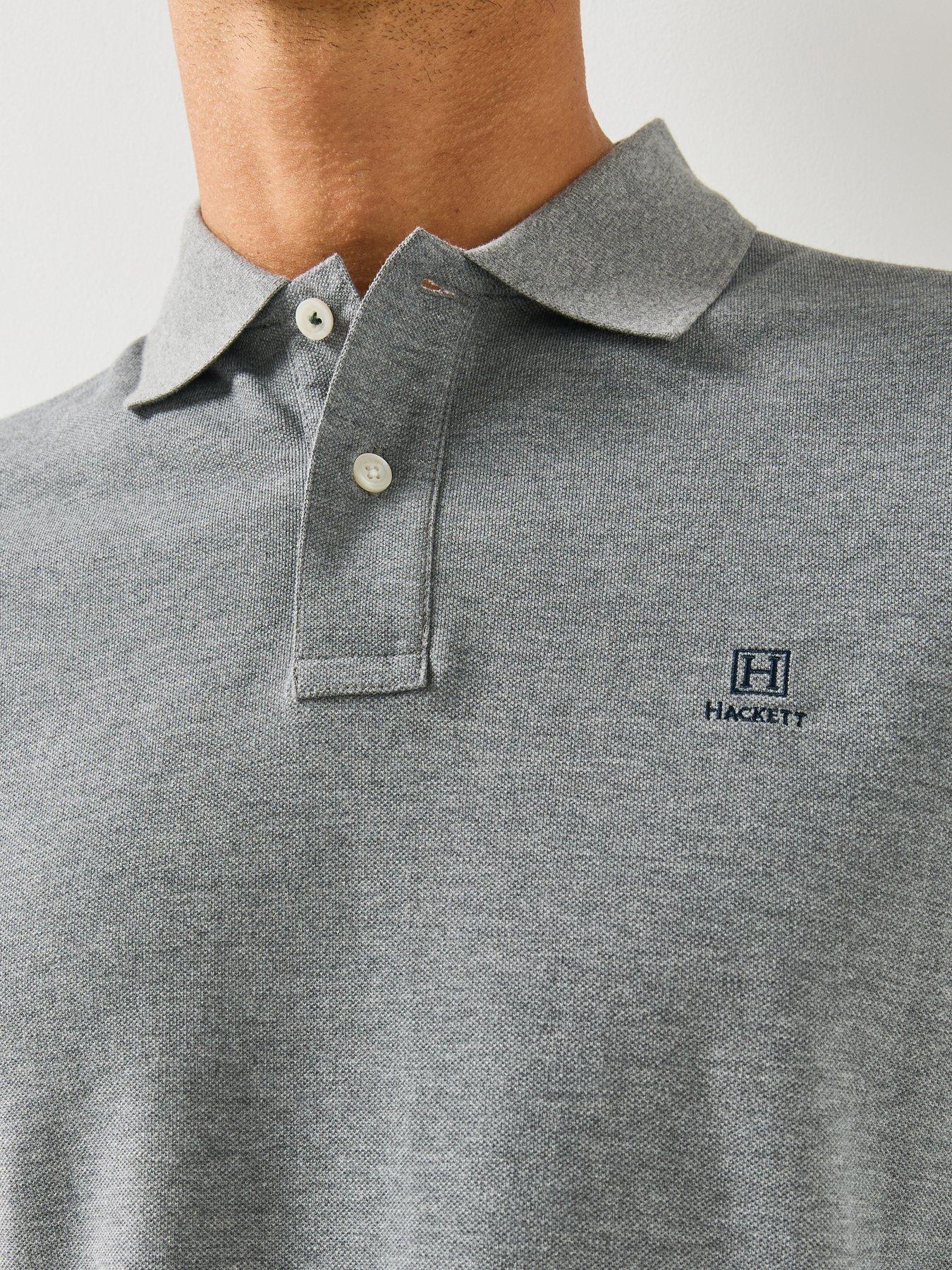 Image 5 of 5 of Hackett Heritage Small Logo Long Sleeve Polo Shirt - Grey