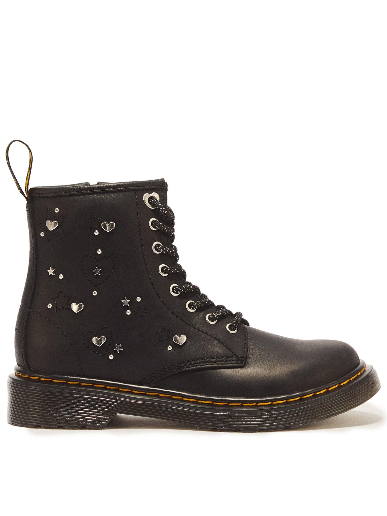 Dr Martens 1460 Hearts  &  Stars Embellished 8-Eye Lace Boots - Black