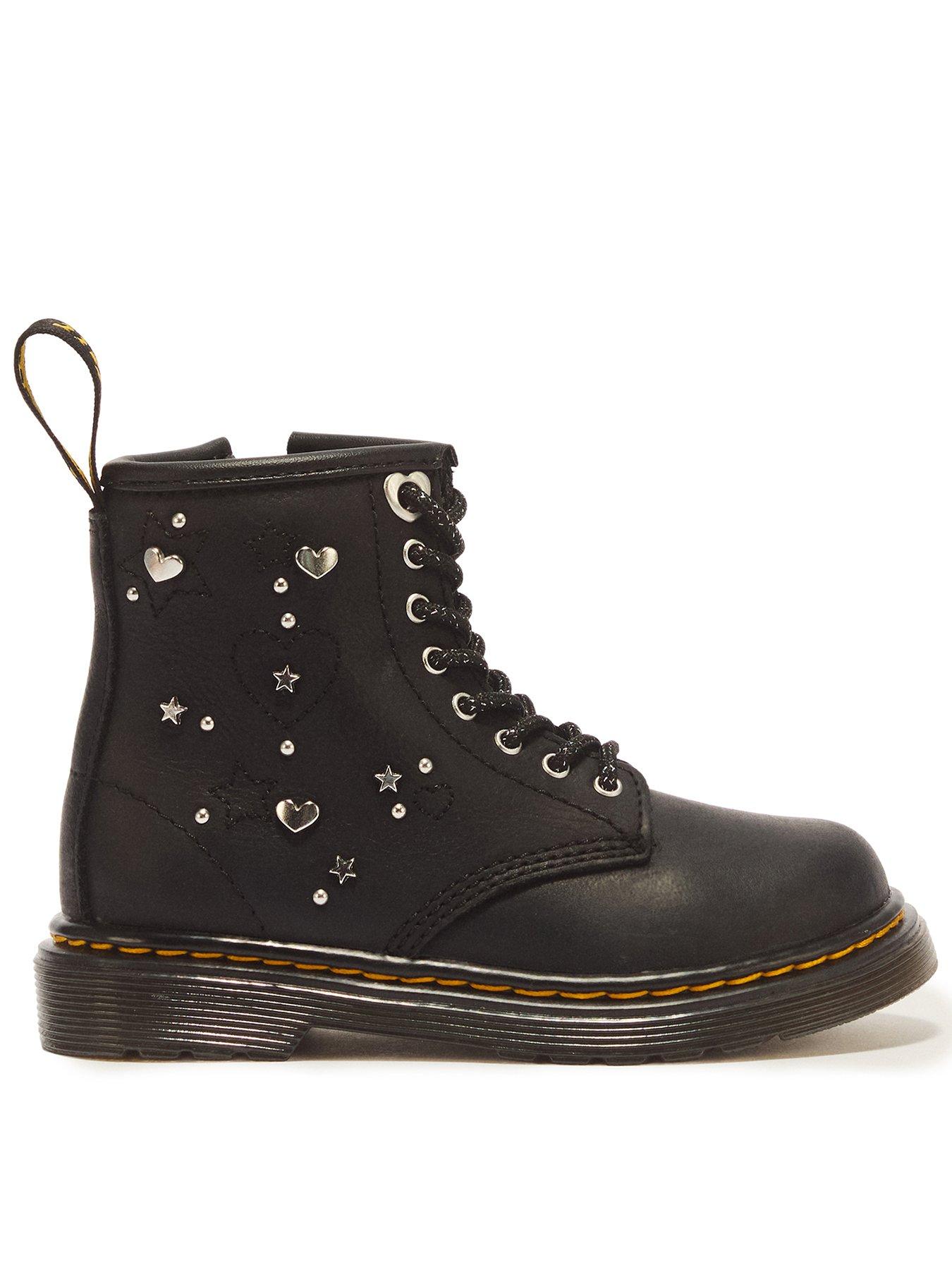 Dr Martens 1460 Hearts  &  Stars Embellished 8-Eye Lace Boots - Black