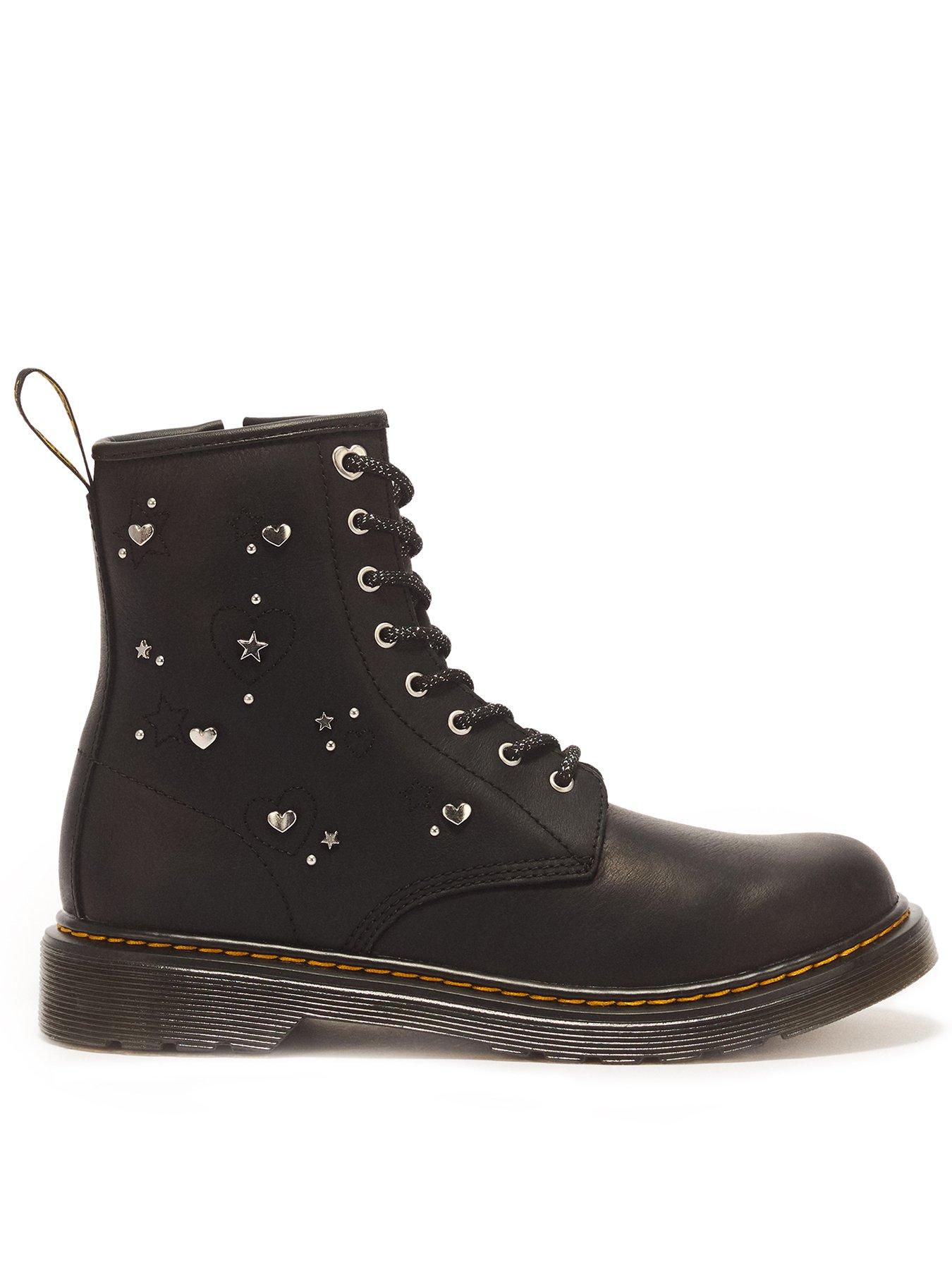 Dr Martens 1460 Hearts  &  Stars Embellished 8-Eye Lace Boots - Black