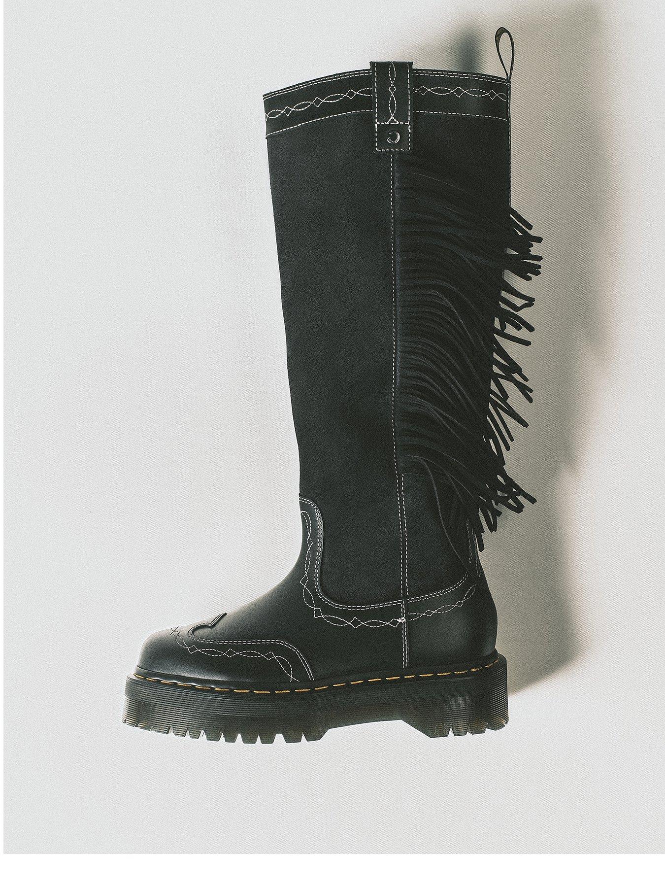 Image 1 of 7 of Dr Martens Fringe Hi Pull On Boot - Black