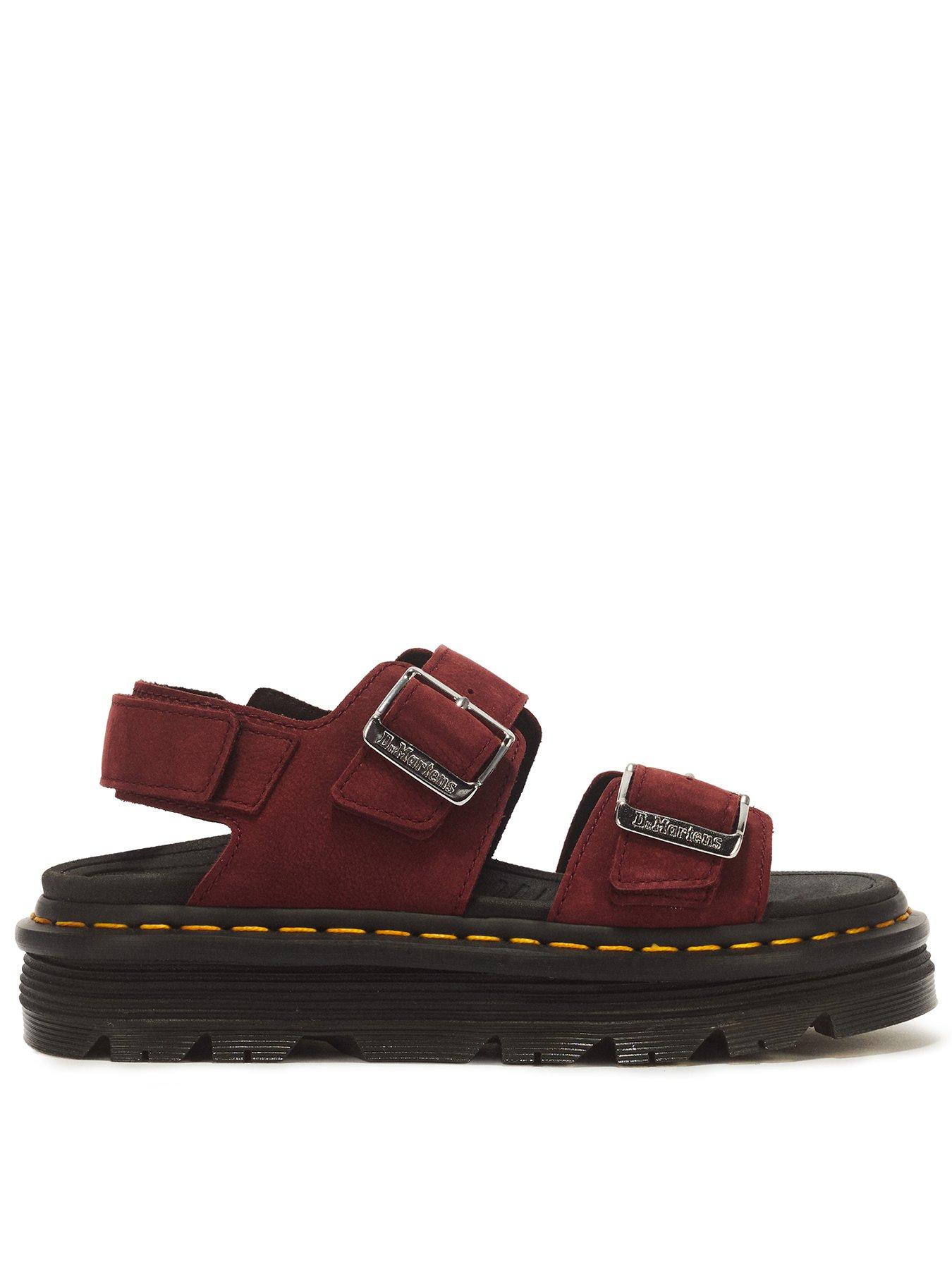 Dr Martens Zebzag Nubuck Platform Sandals, Cherry Red, Size 7, Women