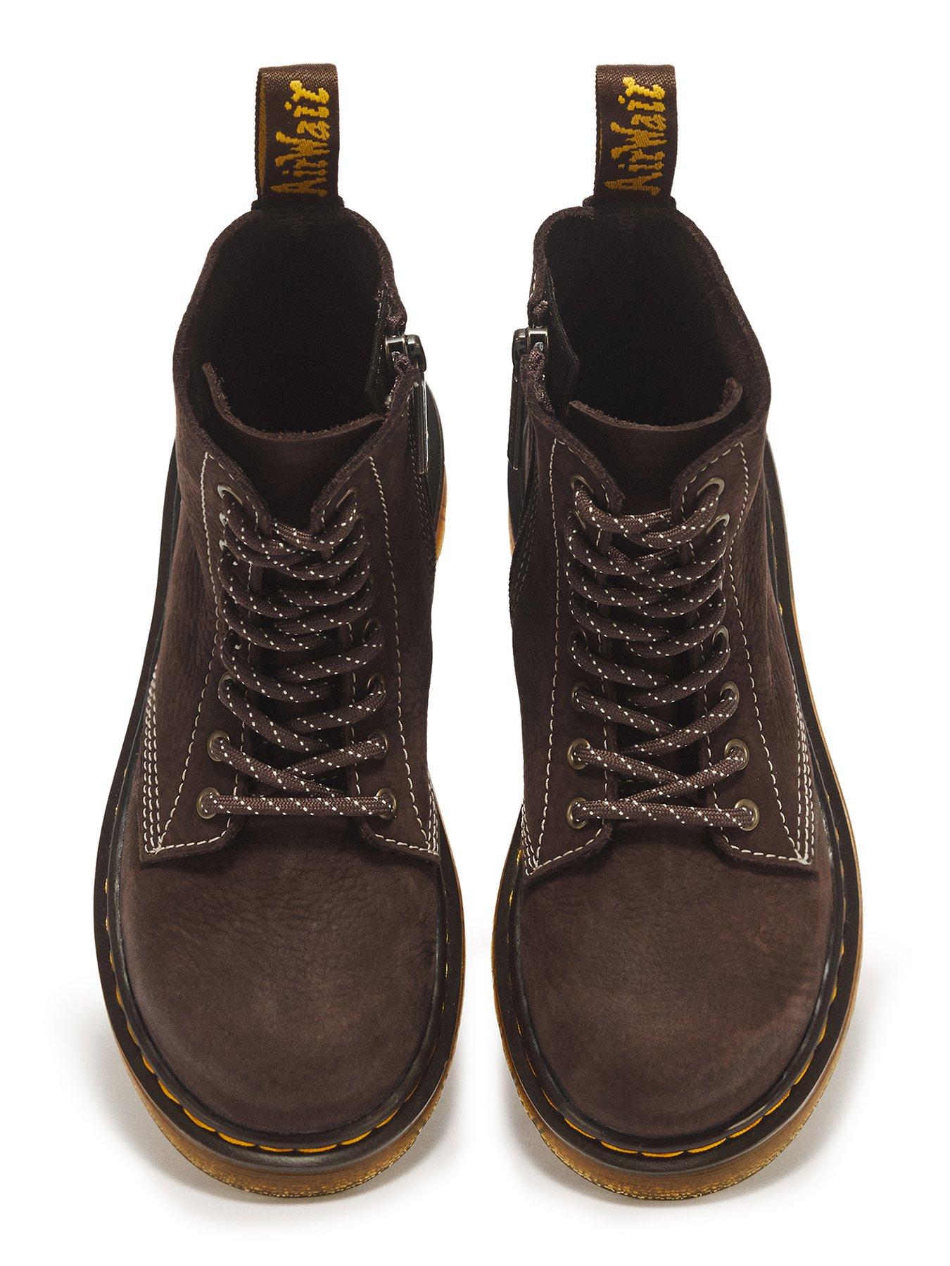 Image 4 of 7 of Dr Martens Junior 1460 Pascal 8 Eye Nubuck Boot - Dark Brown