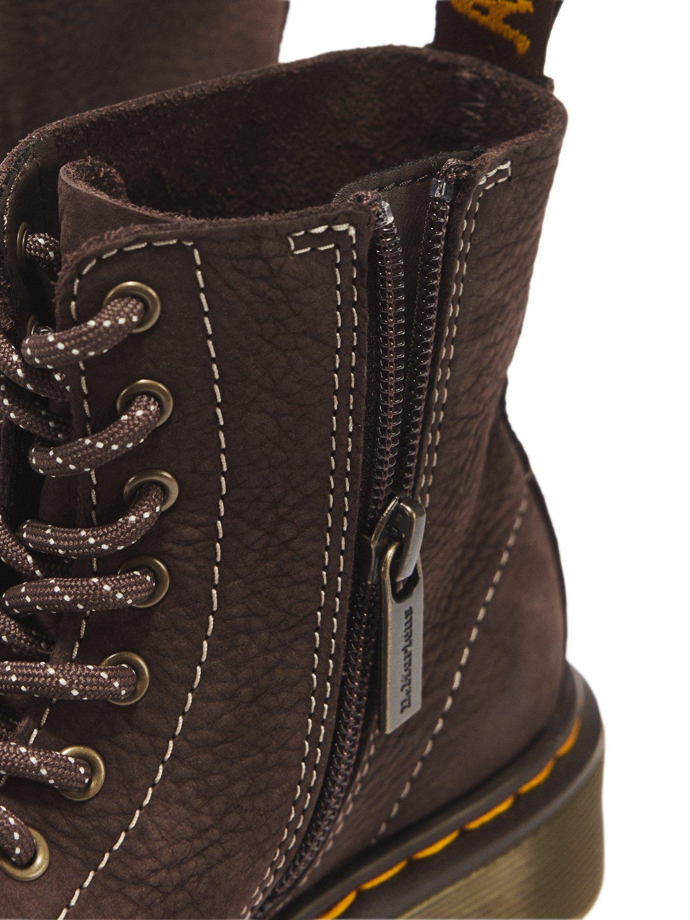 Image 6 of 7 of Dr Martens Junior 1460 Pascal 8 Eye Nubuck Boot - Dark Brown