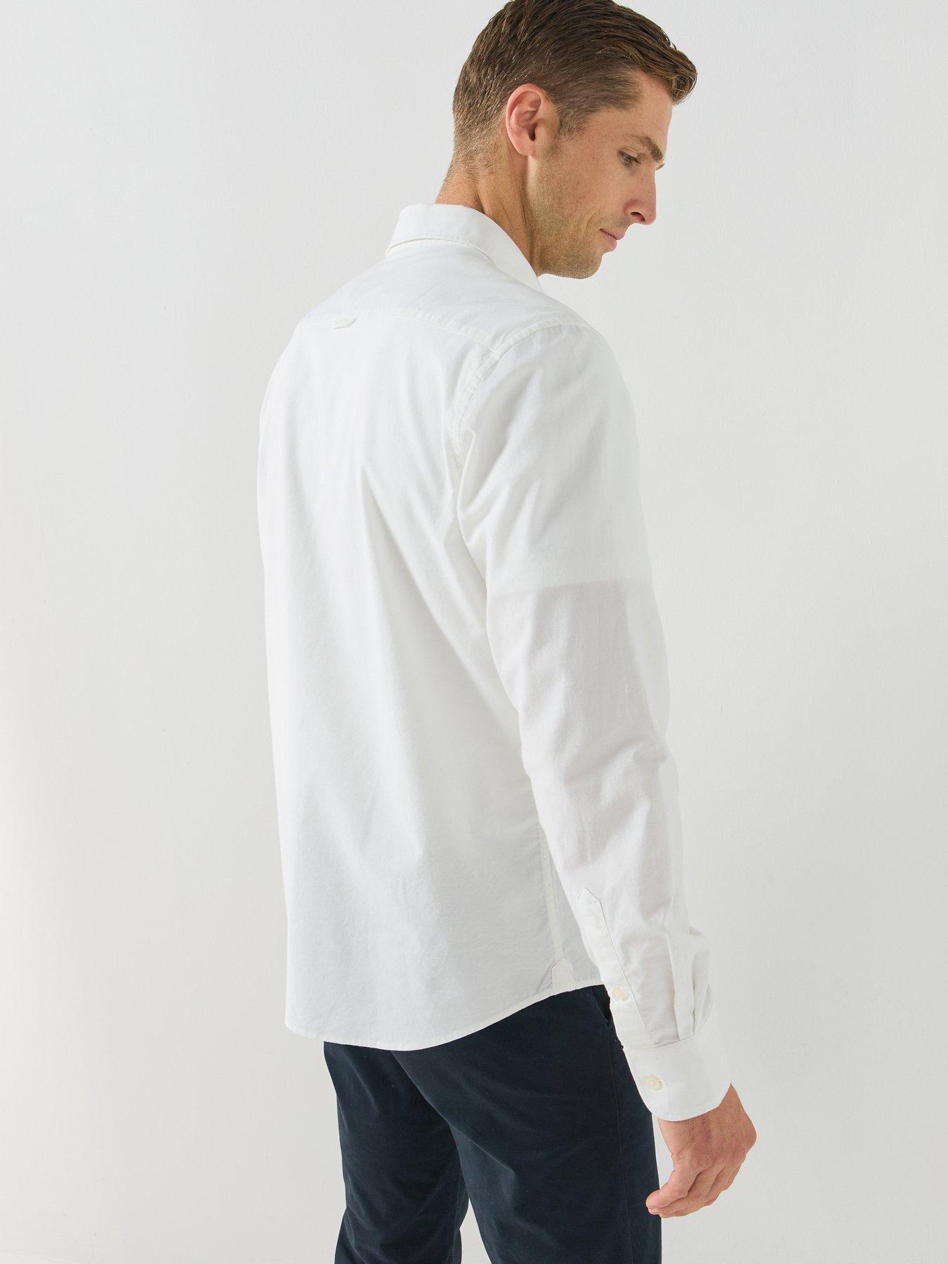 Image 5 of 6 of Hackett Mens Button-Down Collar Oxford Long Sleeve Shirt - White