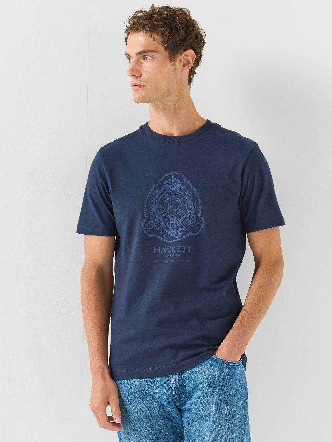 Hackett Classic Fit Branded Shield Graphic T-Shirt - Navy