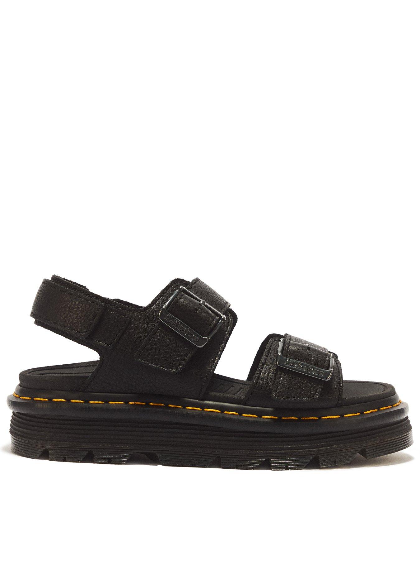 Dr Martens Zebzag Pisa Leather Platform Sandals, Black, Size 6, Women
