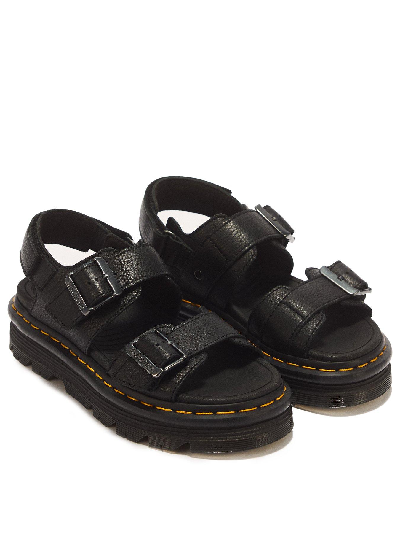 Image 2 of 7 of Dr Martens Zebzag Pisa Leather Platform Sandals - Black