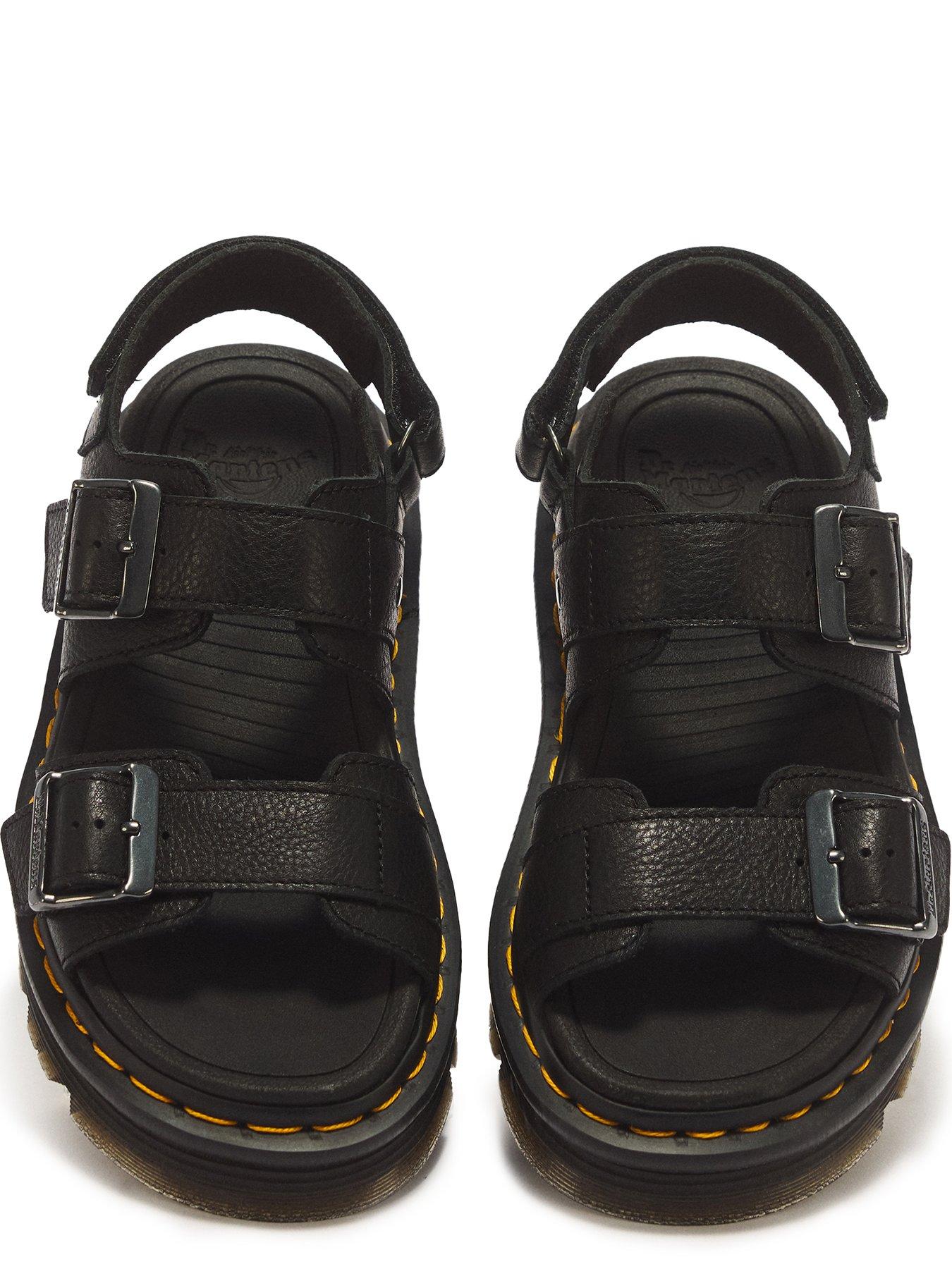 Image 4 of 7 of Dr Martens Zebzag Pisa Leather Platform Sandals - Black