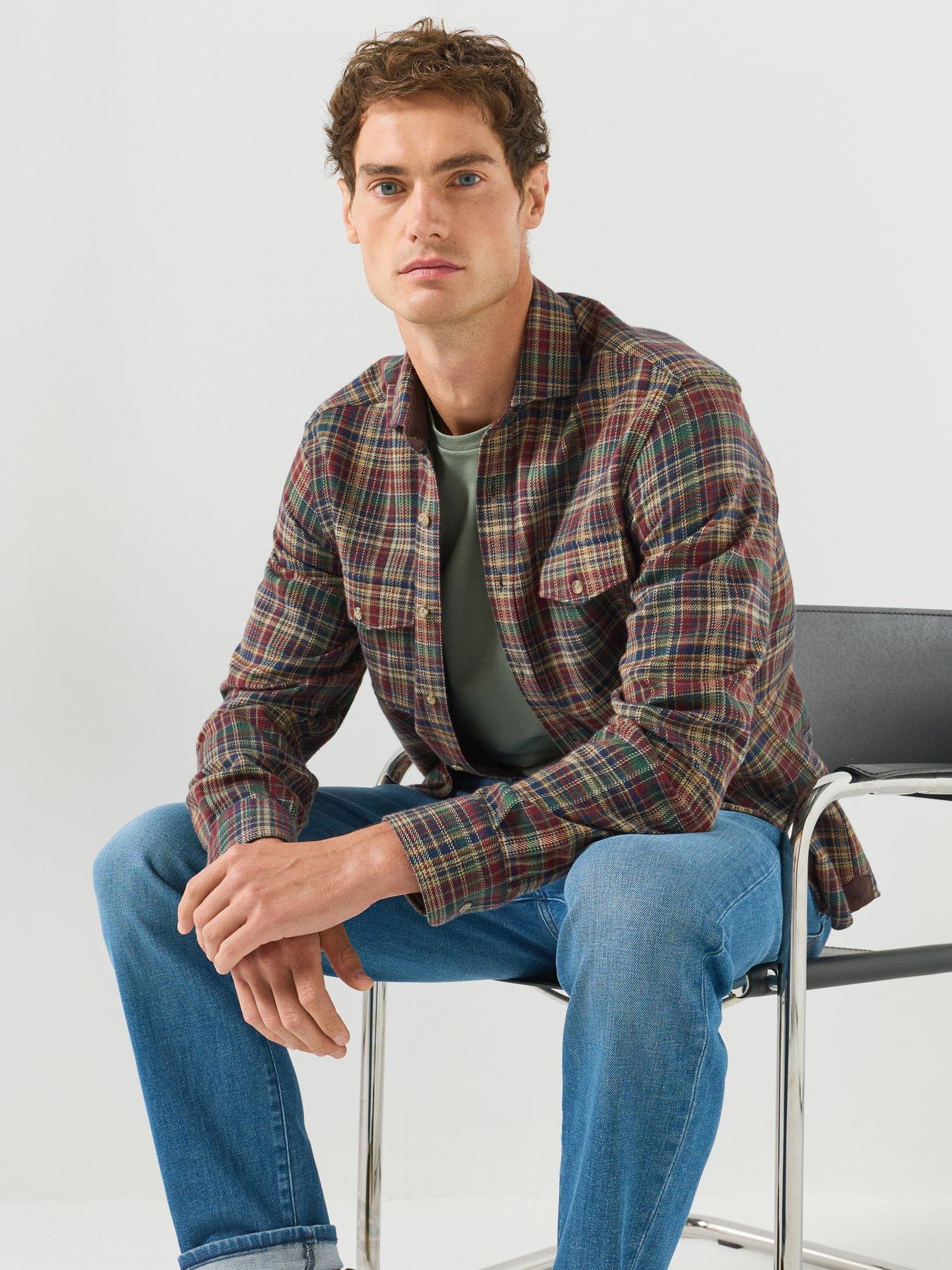 Image 6 of 6 of Hackett Heritage Country Flannel Check Longsleeve Shirt - Light Blue