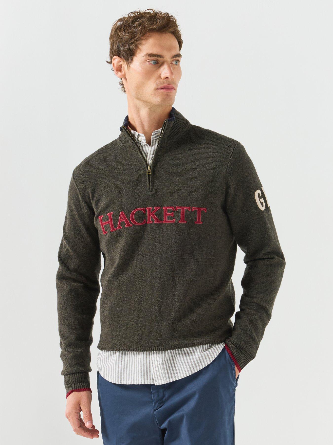Image 1 of 6 of Hackett Heritage Half Zip Knitted Jumper - Dark Green