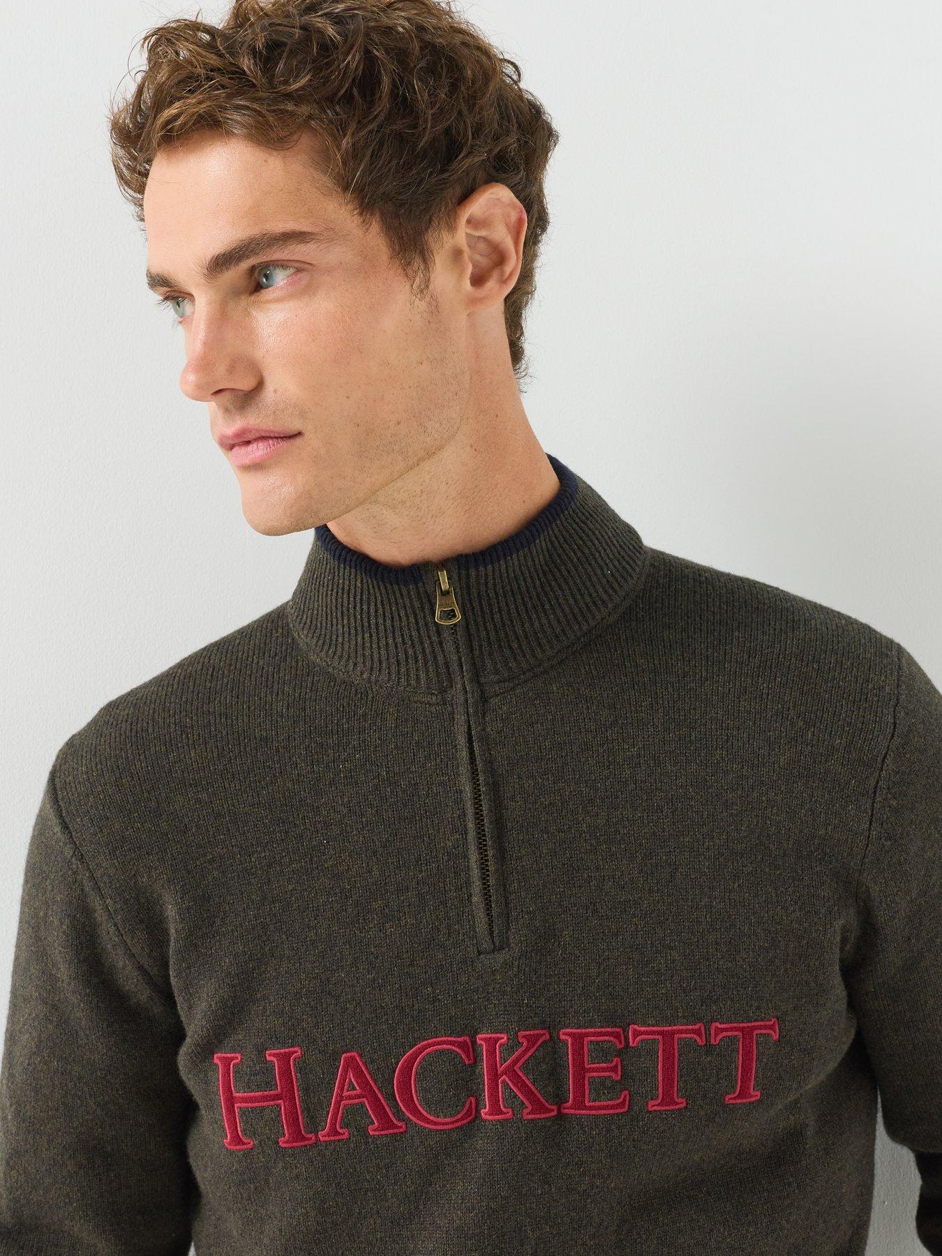 Image 4 of 6 of Hackett Heritage Half Zip Knitted Jumper - Dark Green