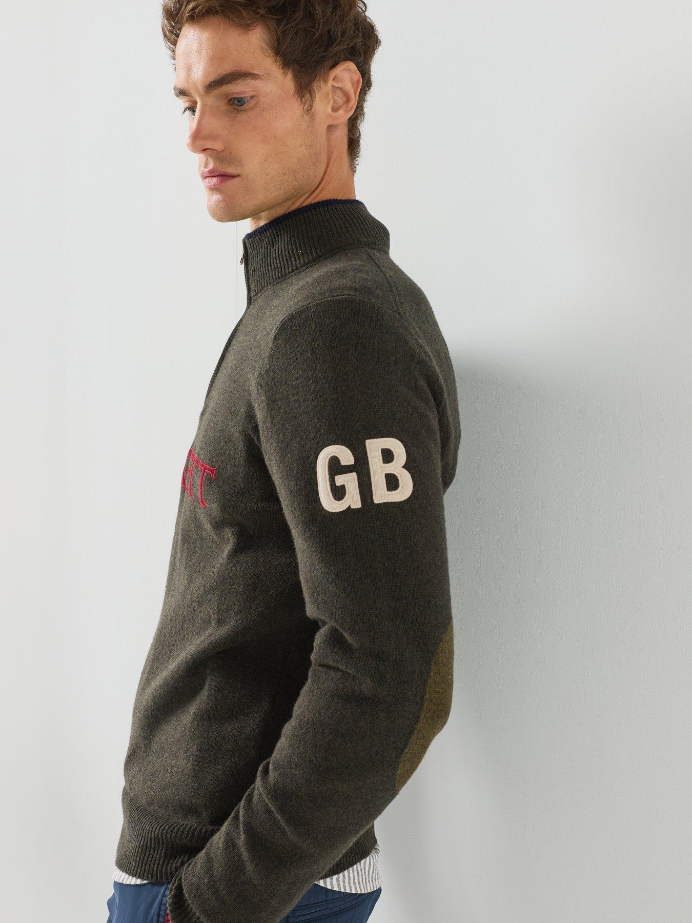 Image 5 of 6 of Hackett Heritage Half Zip Knitted Jumper - Dark Green