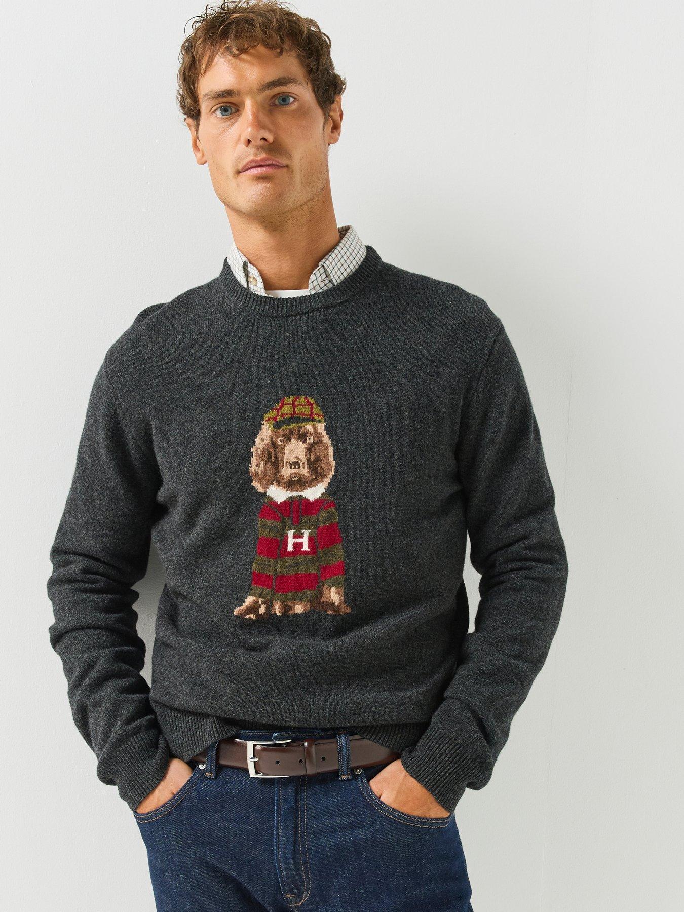 Image 1 of 6 of Hackett Heritage Harry Wool Crew Neck Knitted Jumper - Dark Grey