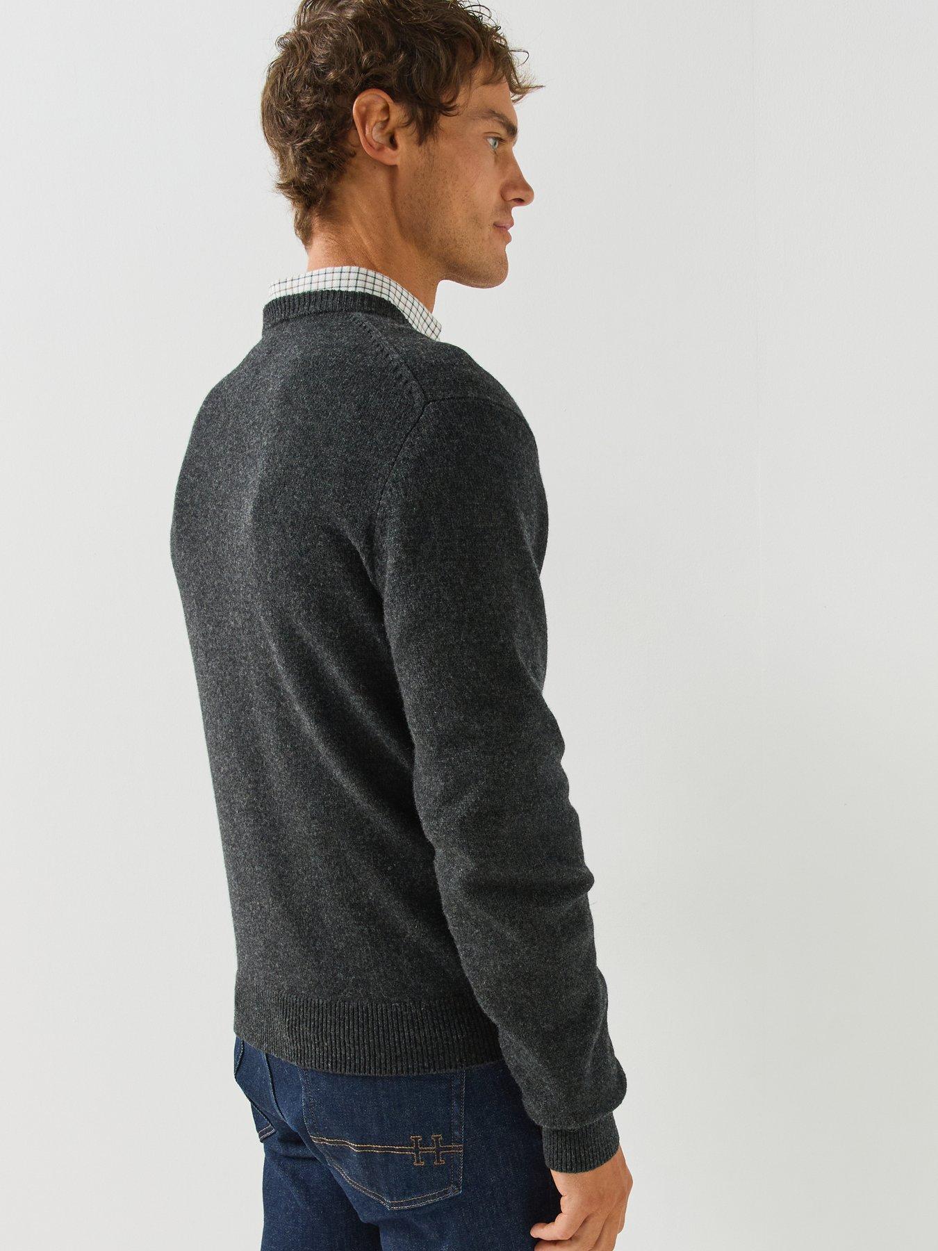 Image 2 of 6 of Hackett Heritage Harry Wool Crew Neck Knitted Jumper - Dark Grey