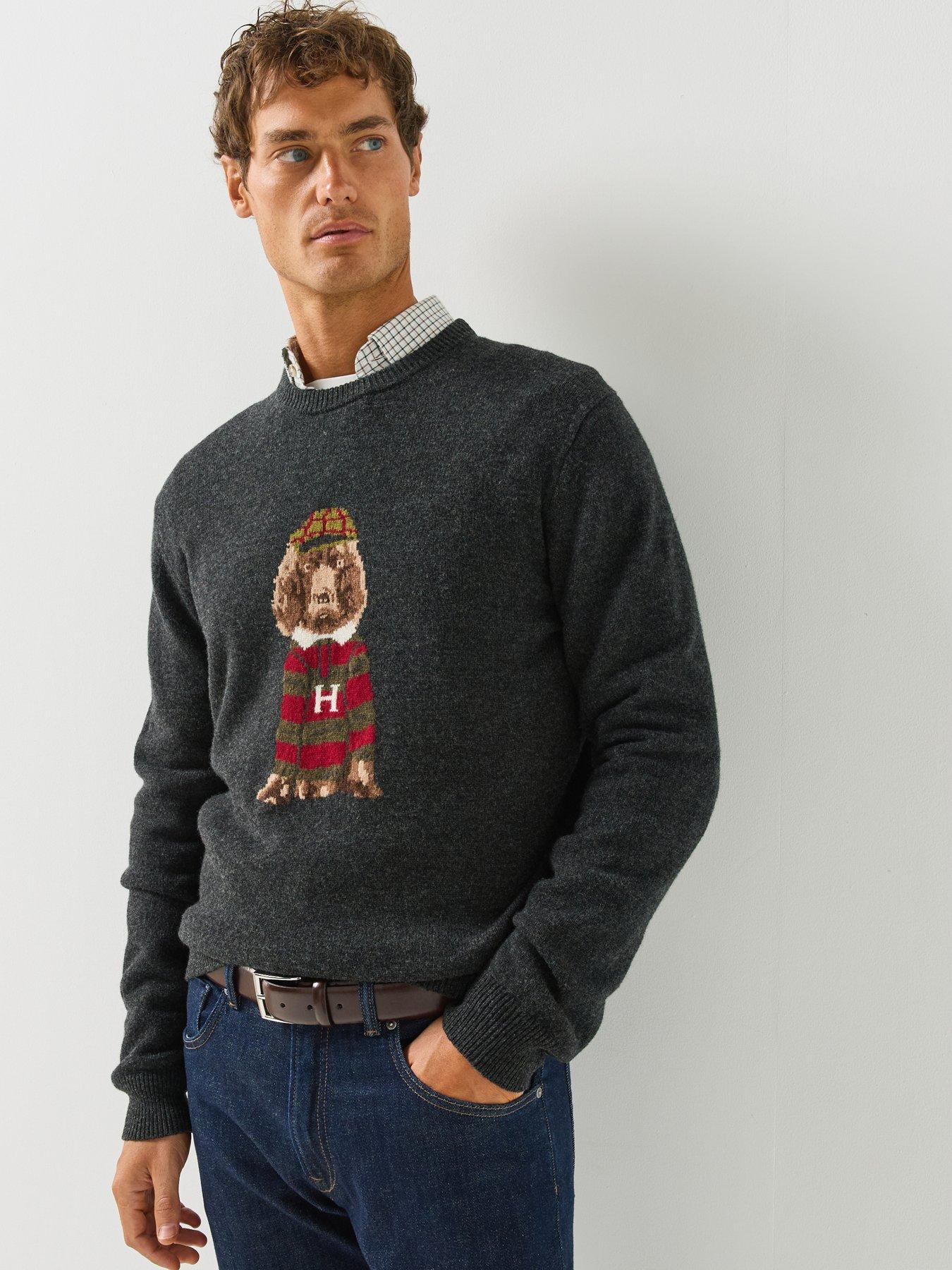 Image 5 of 6 of Hackett Heritage Harry Wool Crew Neck Knitted Jumper - Dark Grey