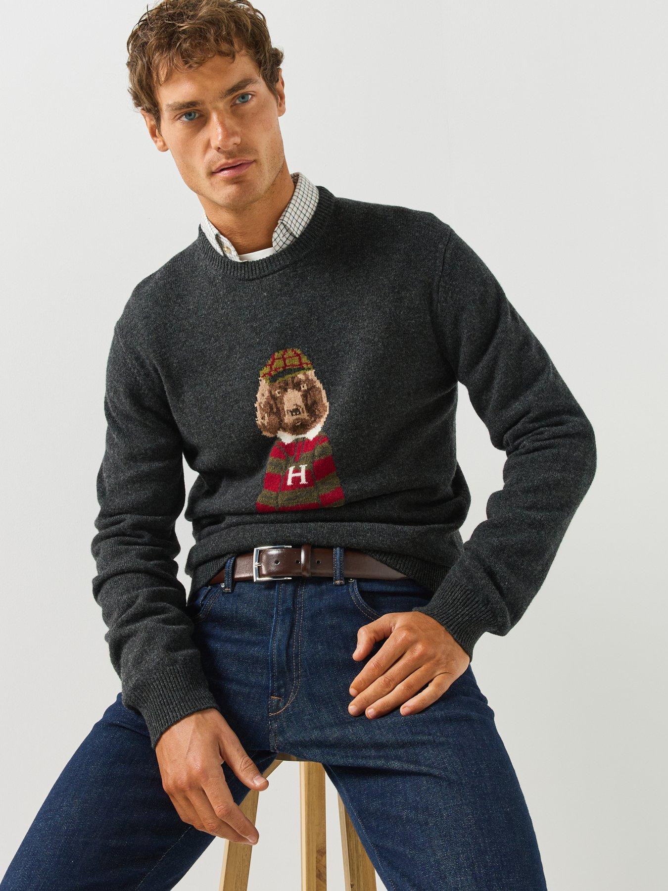 Image 6 of 6 of Hackett Heritage Harry Wool Crew Neck Knitted Jumper - Dark Grey