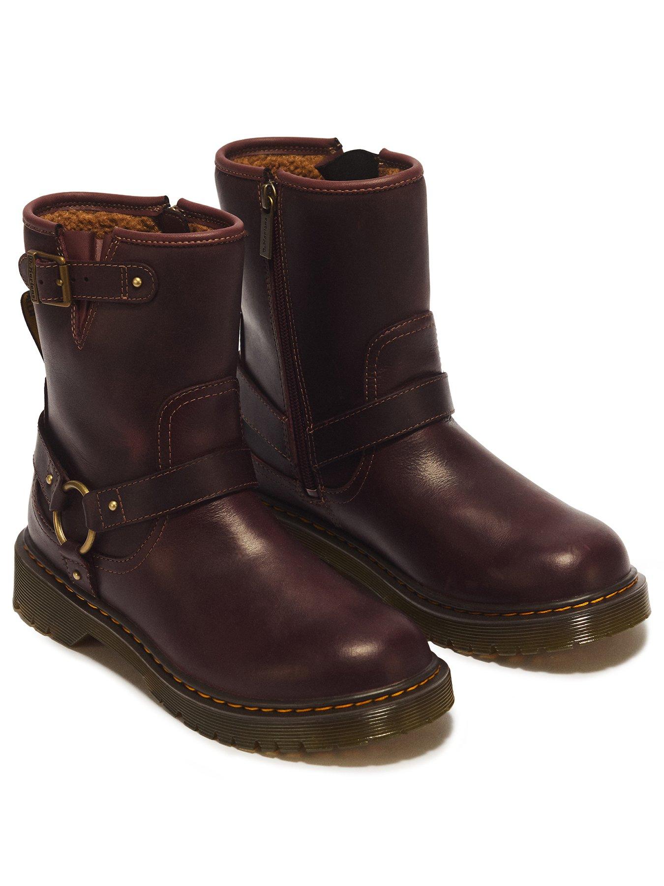 Image 2 of 7 of Dr Martens Youth Genaya Leather Harness Rigger Boots - Brown