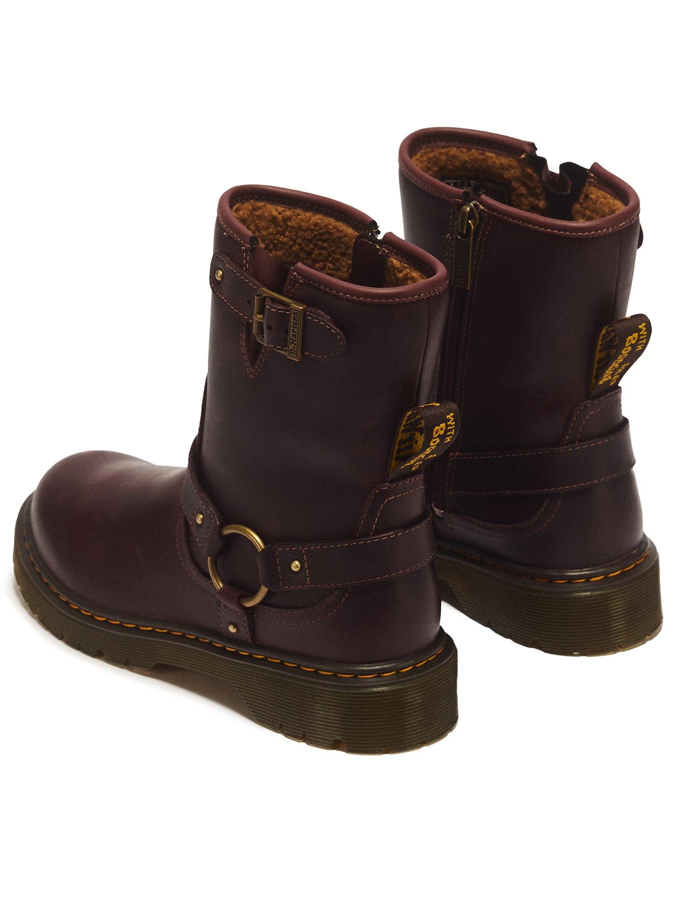 Image 3 of 7 of Dr Martens Youth Genaya Leather Harness Rigger Boots - Brown
