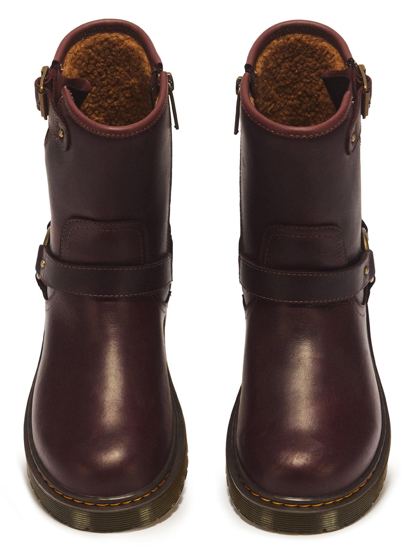 Image 4 of 7 of Dr Martens Youth Genaya Leather Harness Rigger Boots - Brown