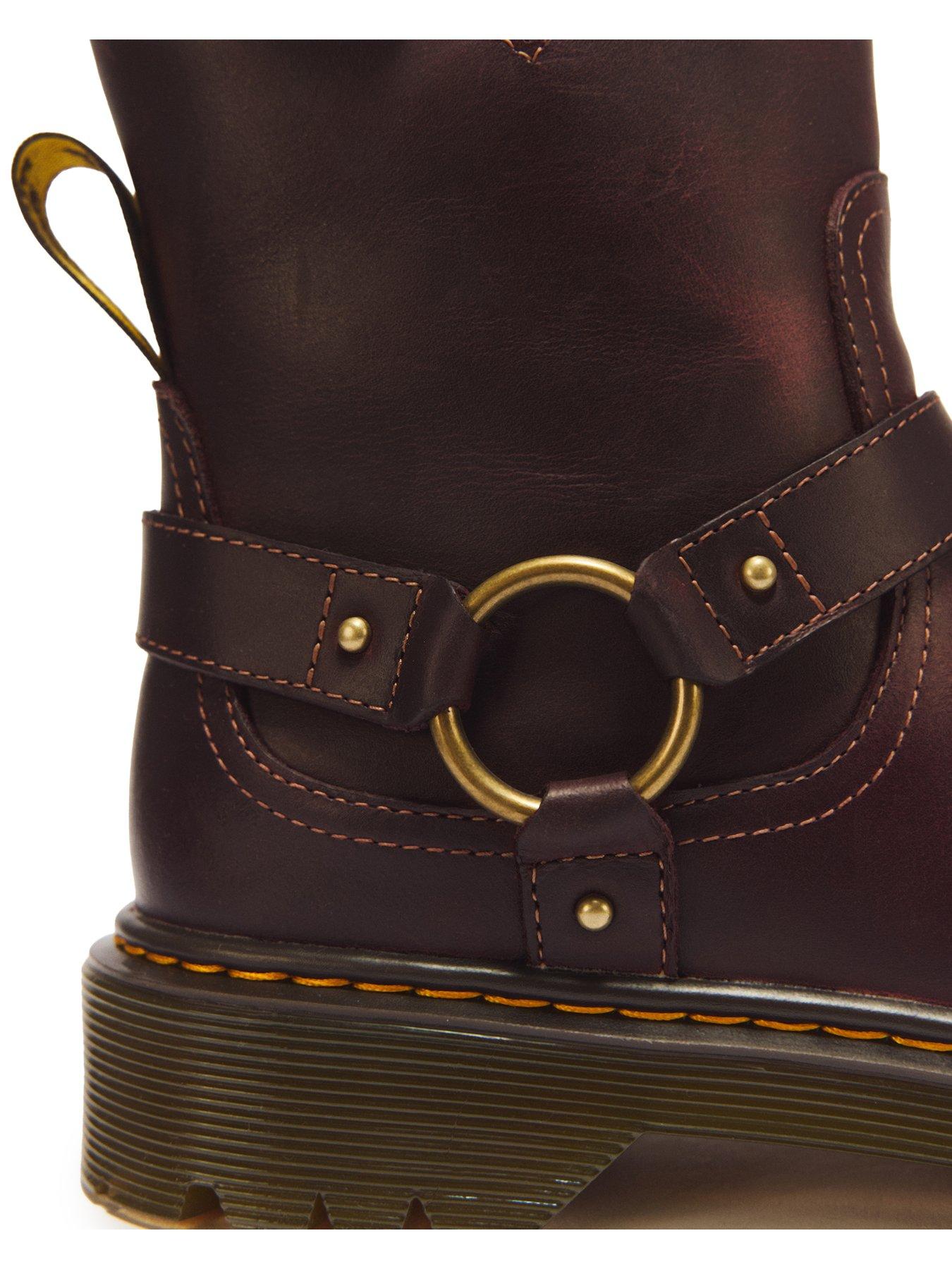 Image 6 of 7 of Dr Martens Youth Genaya Leather Harness Rigger Boots - Brown