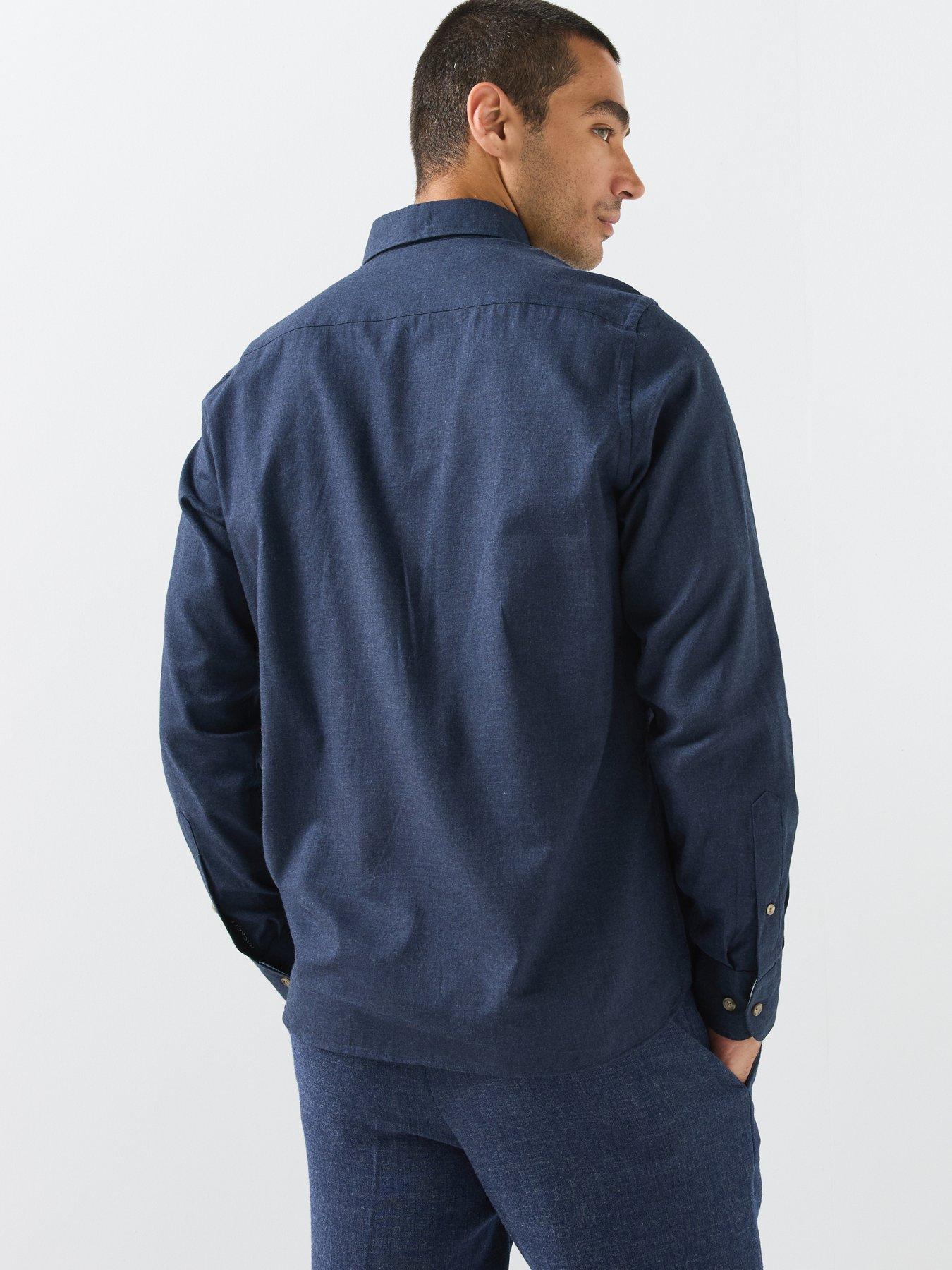 Image 2 of 6 of Hackett London Flannel Multi Trim Longsleeve Shirt - Navy