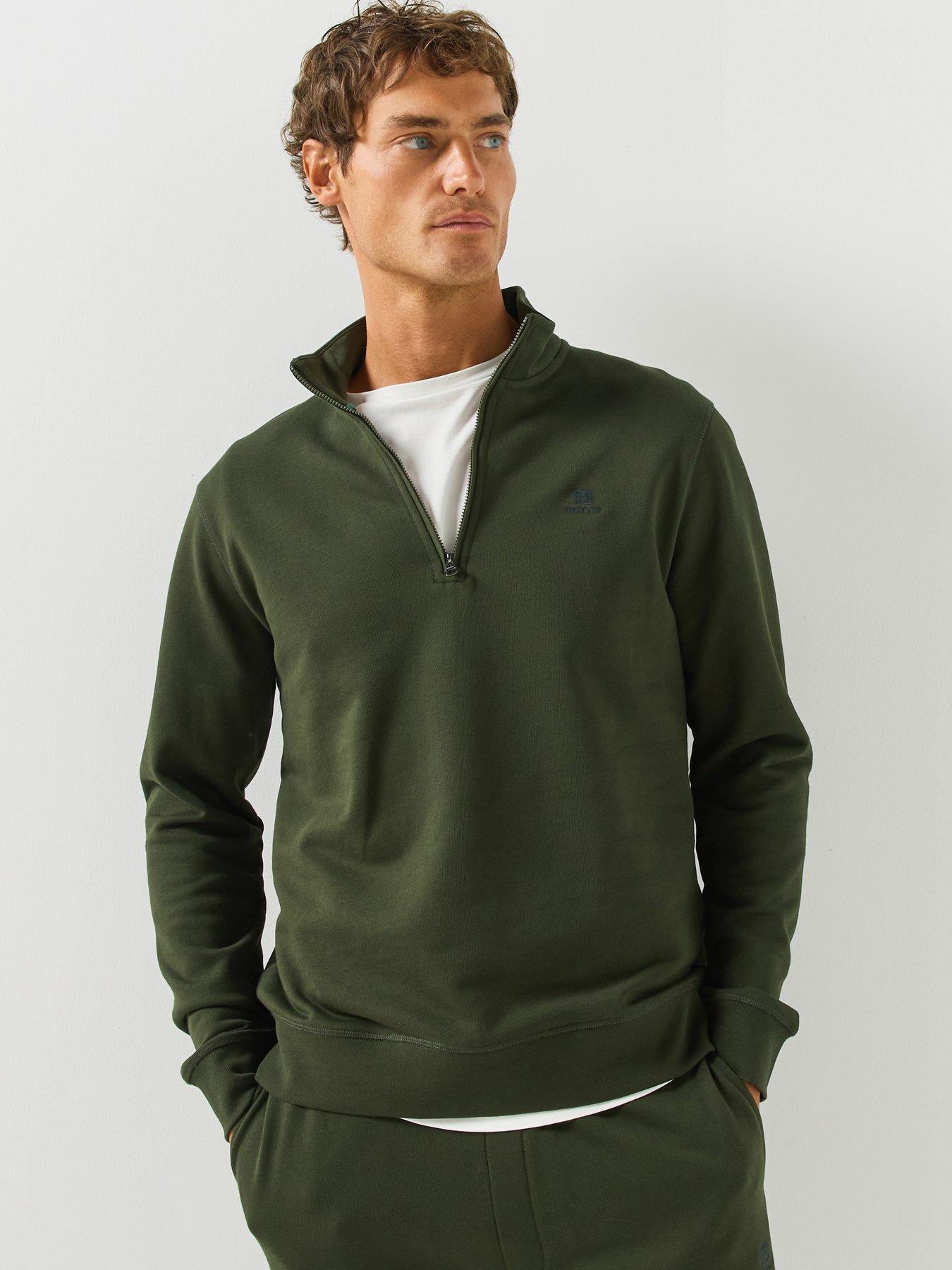 Image 1 of 5 of Hackett Hackett Heritage H Small Logo Half Zip Sweatshirt - Dark Green