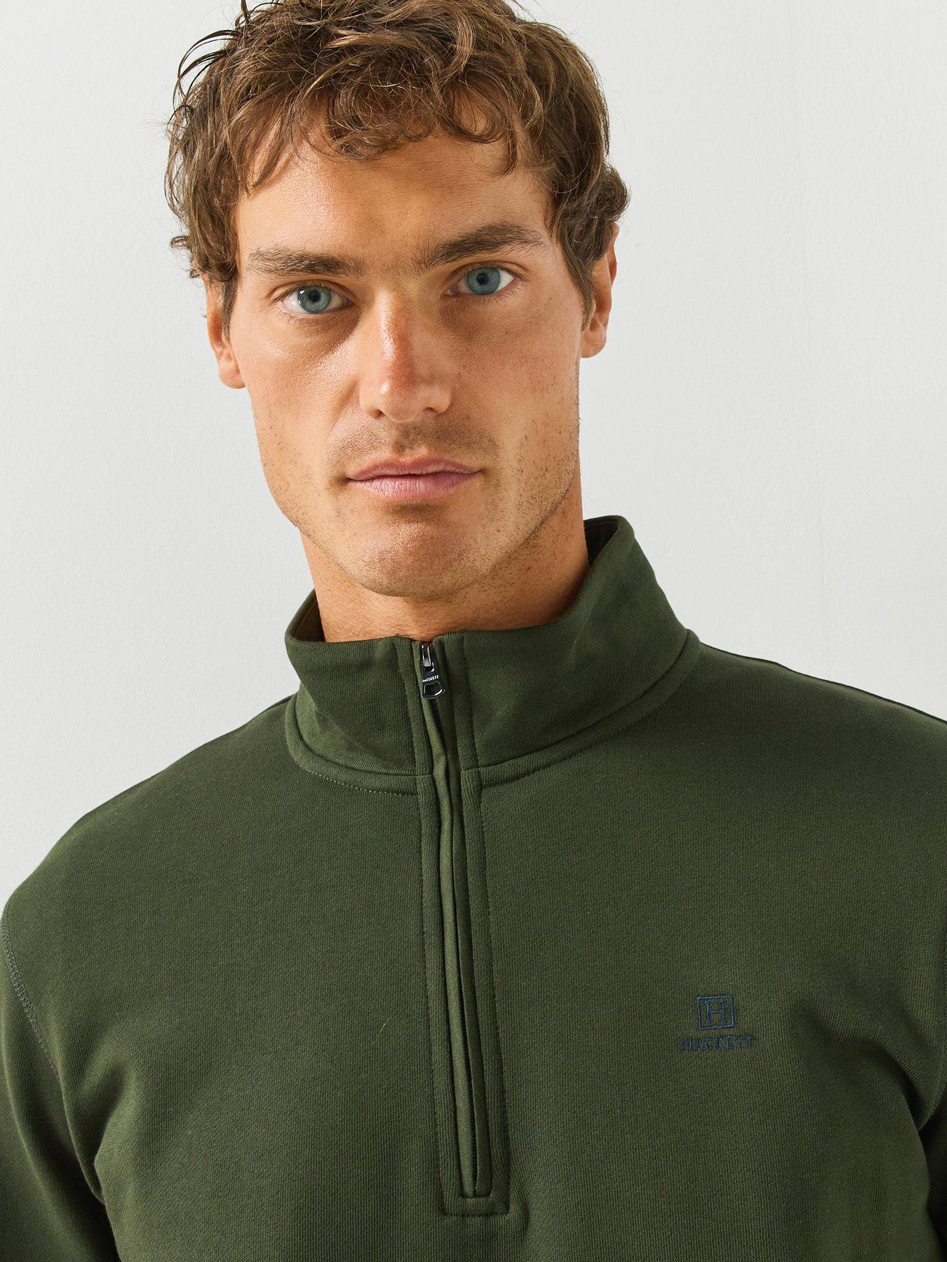 Image 4 of 5 of Hackett Hackett Heritage H Small Logo Half Zip Sweatshirt - Dark Green