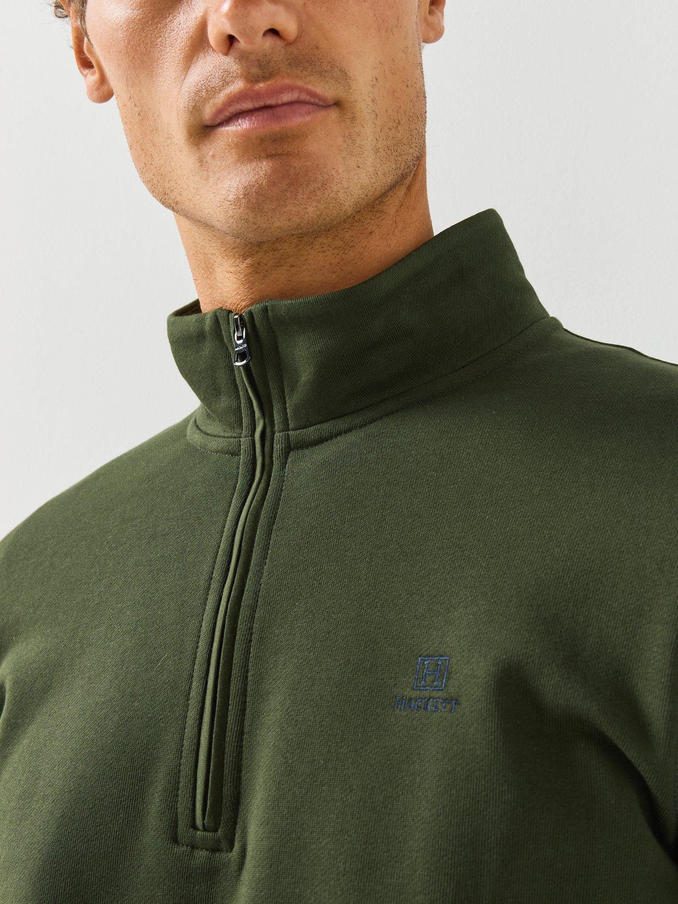 Image 5 of 5 of Hackett Hackett Heritage H Small Logo Half Zip Sweatshirt - Dark Green