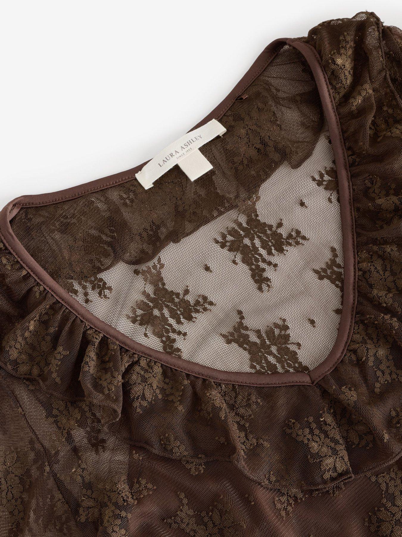 Image 5 of 7 of Laura Ashley Lace Blouse Long Sleeve - Brown